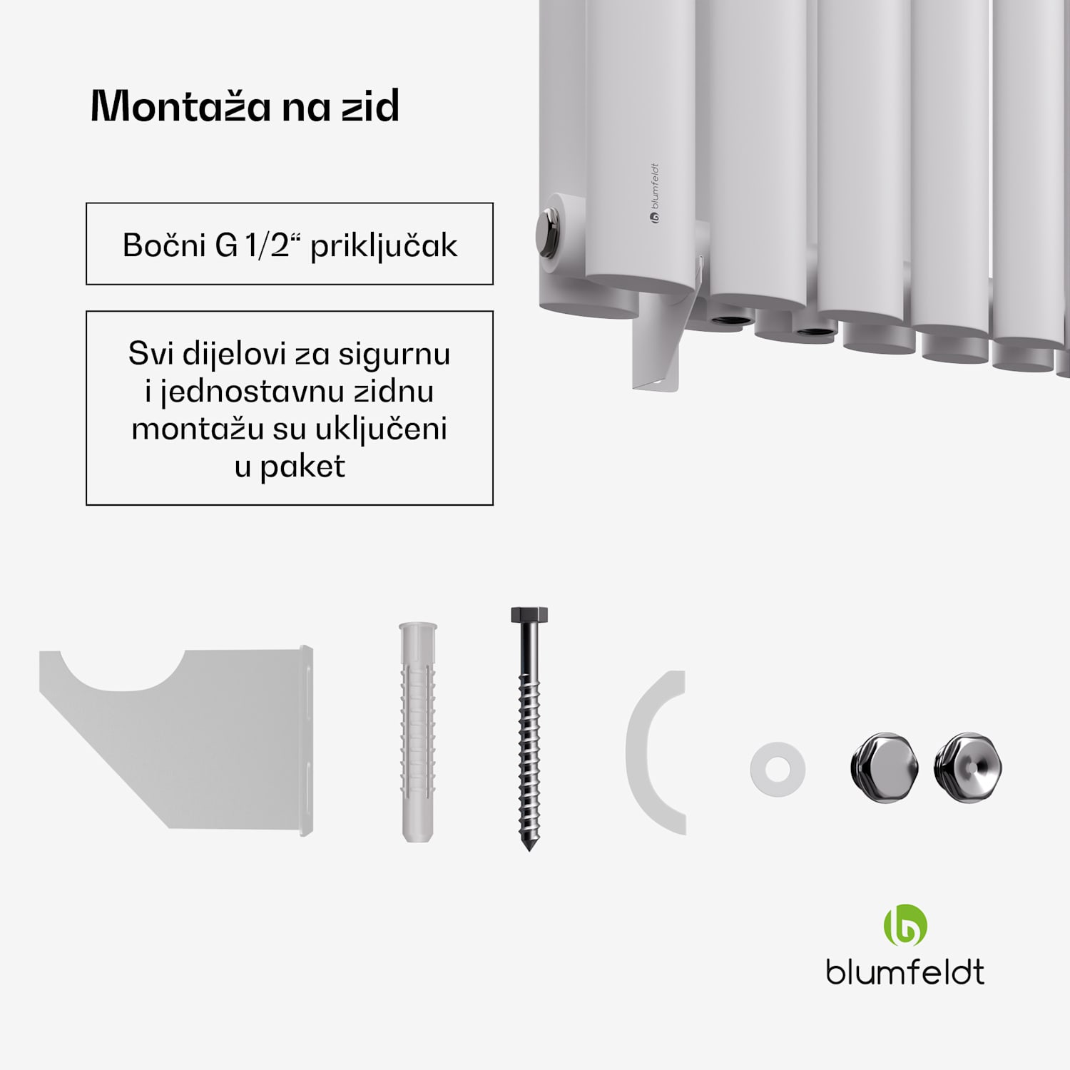 Tallheo radijator 60x60 707W Dvije linije | 60 x 60 cm | Bijela