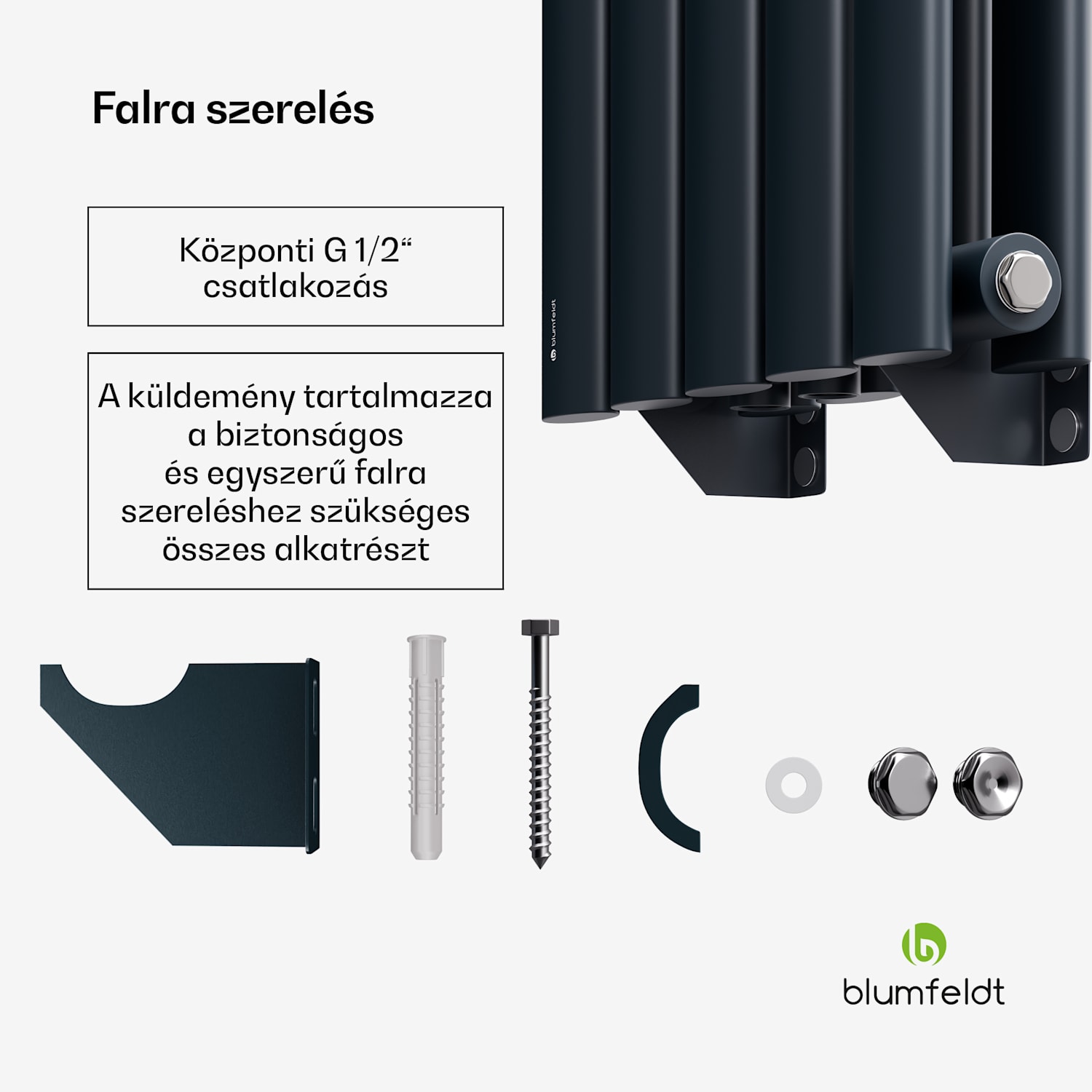 Tallheo radiátor 120x30 620W Két sor | 120 x 30 cm | Antracit