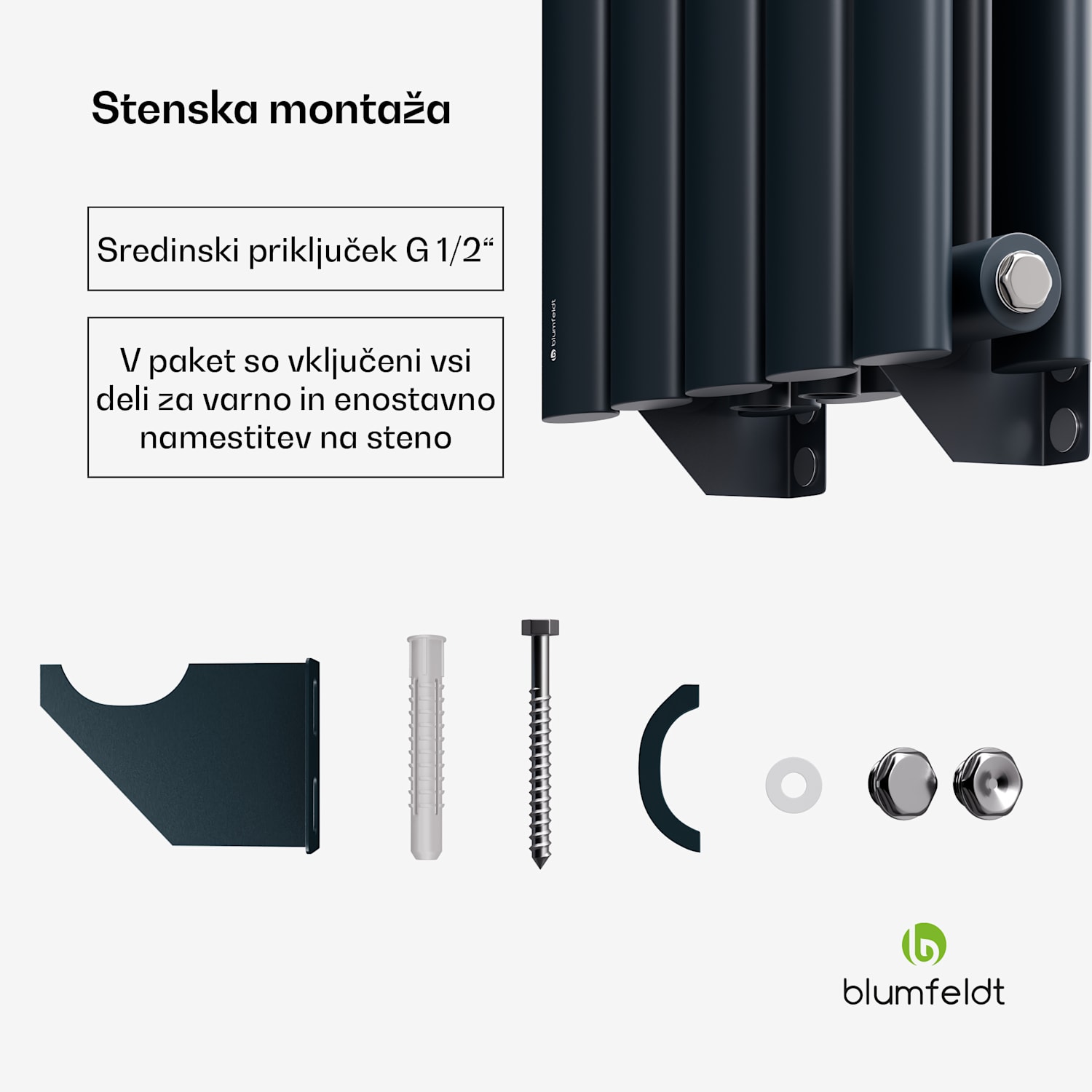 Radiator Tallheo 120x30 620V Dve vrstici | 120 x 30 cm | Antracit