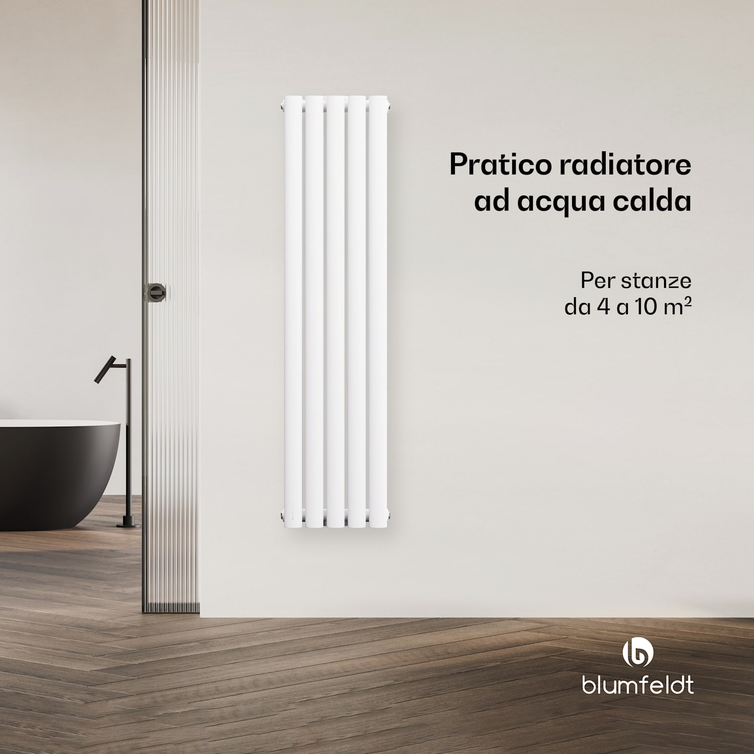 Blumfeldt Tallheo - Radiatore, 120x30, 620 W Double Layer | 120 x 30 cm | Bianco