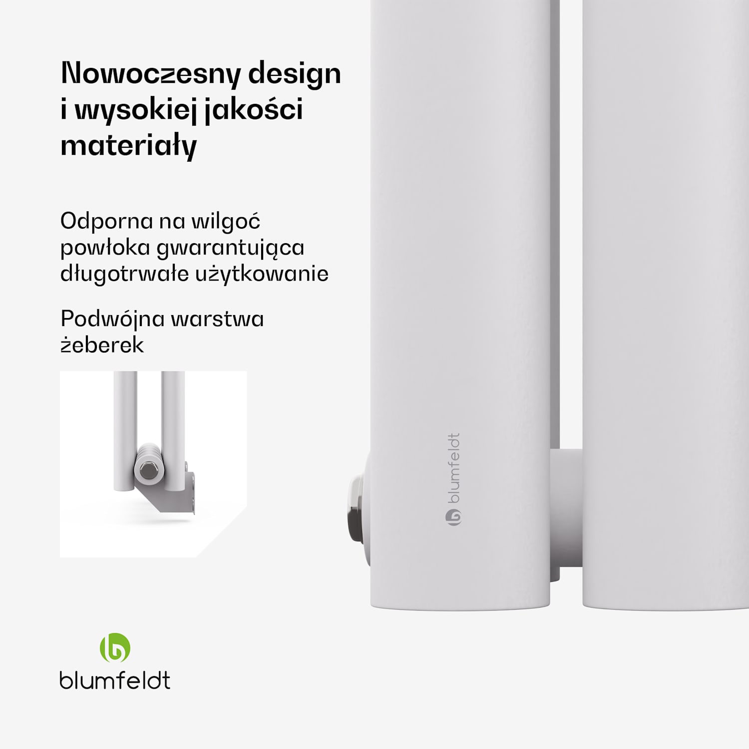 Grzejnik blumfeldt Tallheo 120x30 620W Dwie linie | 120 x 30 cm | Biały