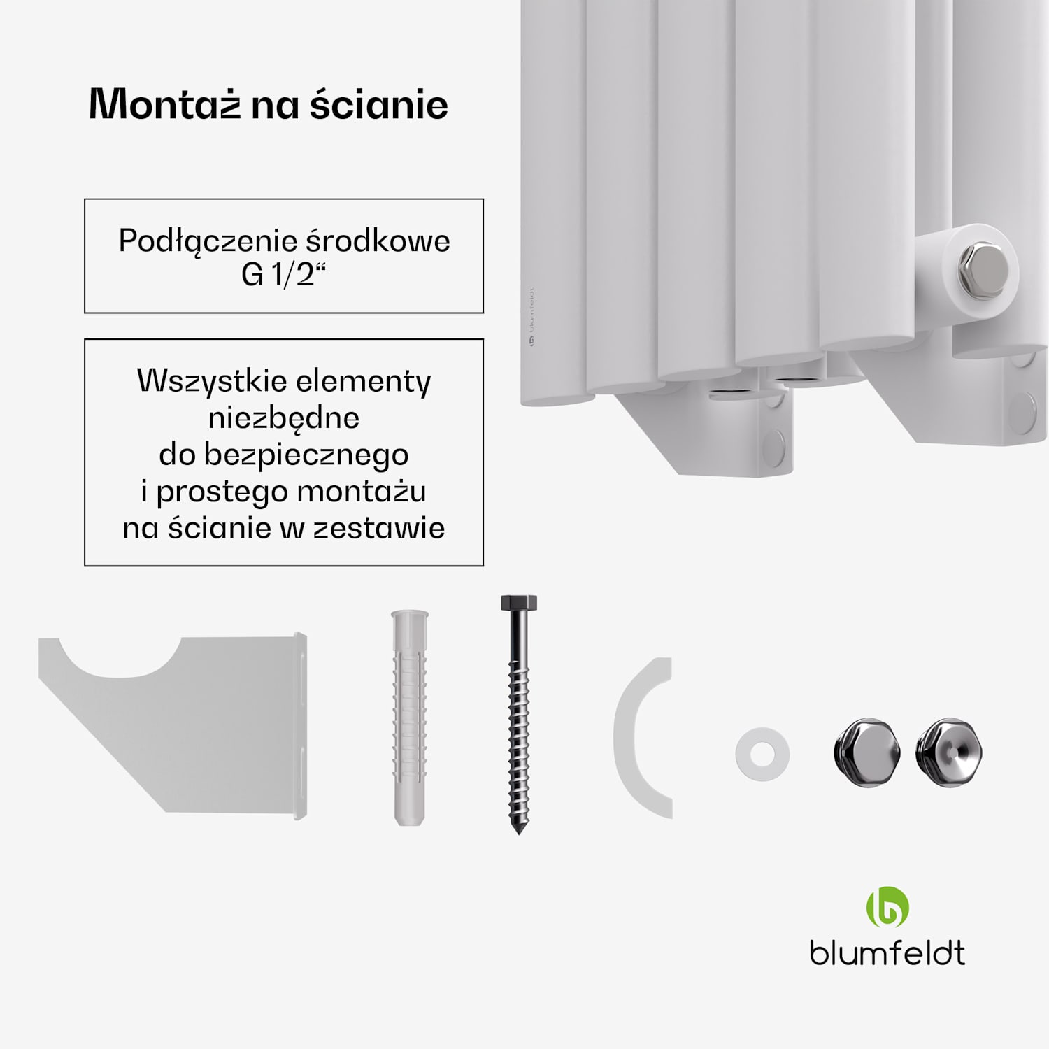 Grzejnik blumfeldt Tallheo 120x30 620W Dwie linie | 120 x 30 cm | Biały