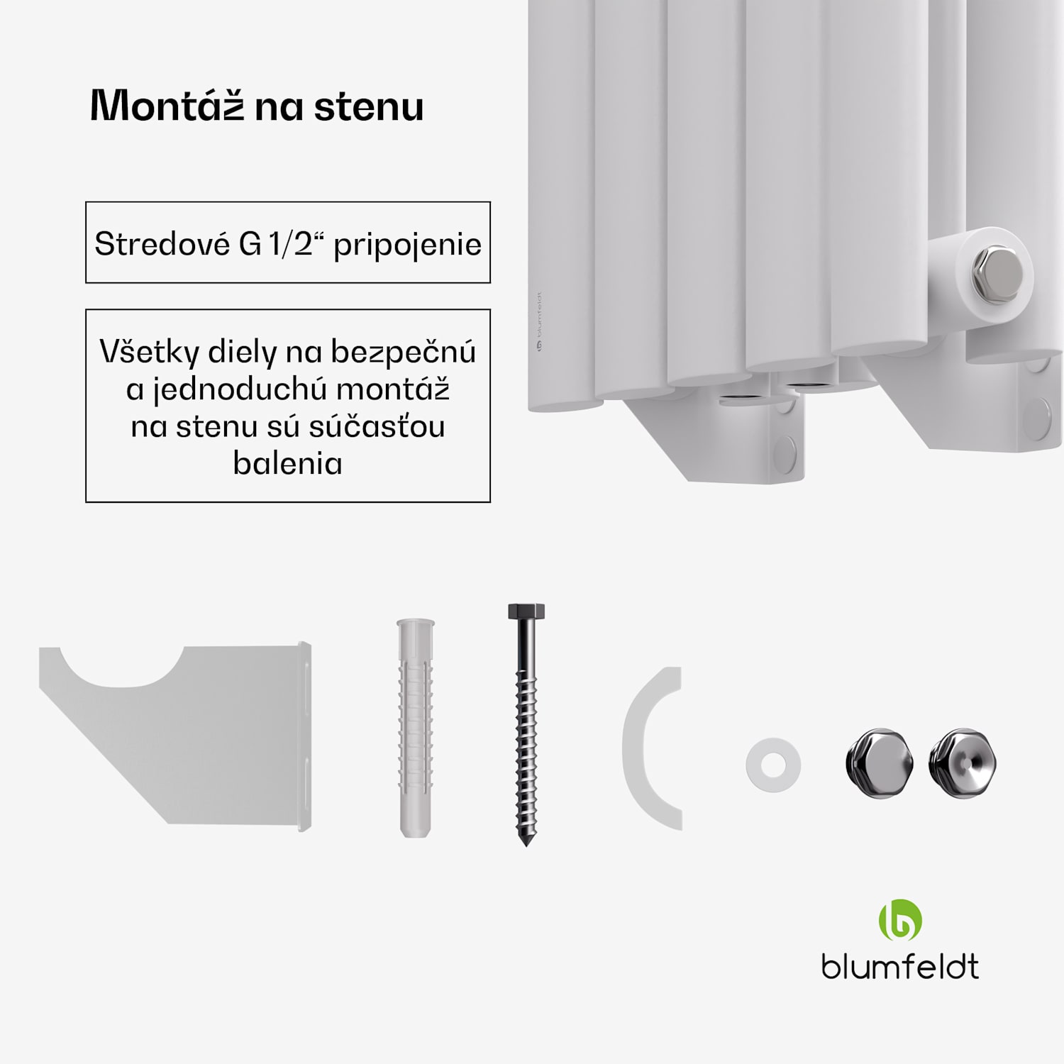 Tallheo radiátor 120x30 620W Dva rady | 120 x 30 cm | Biela
