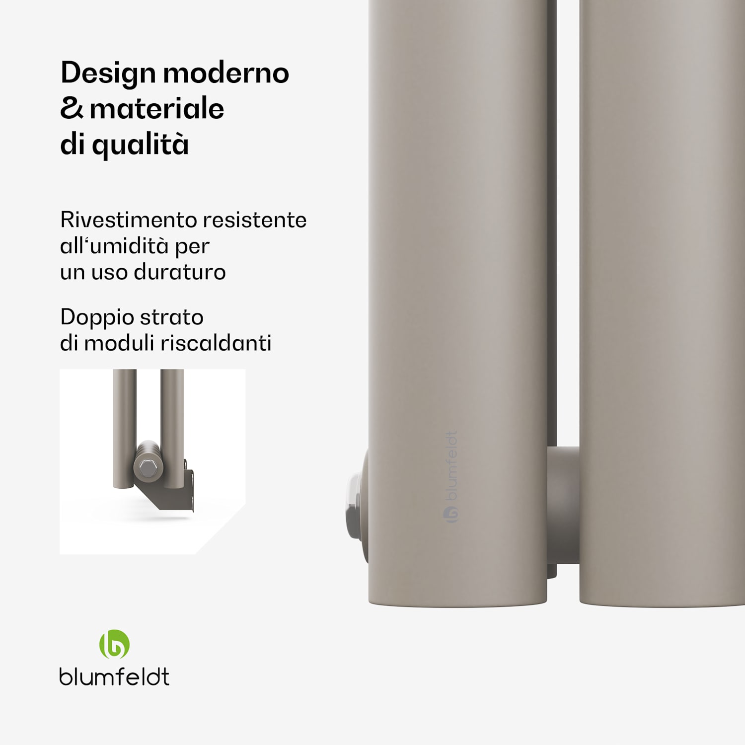 Blumfeldt Tallheo - Radiatore, 120x30, 620 W Double Layer | 120 x 30 cm | Sabbia