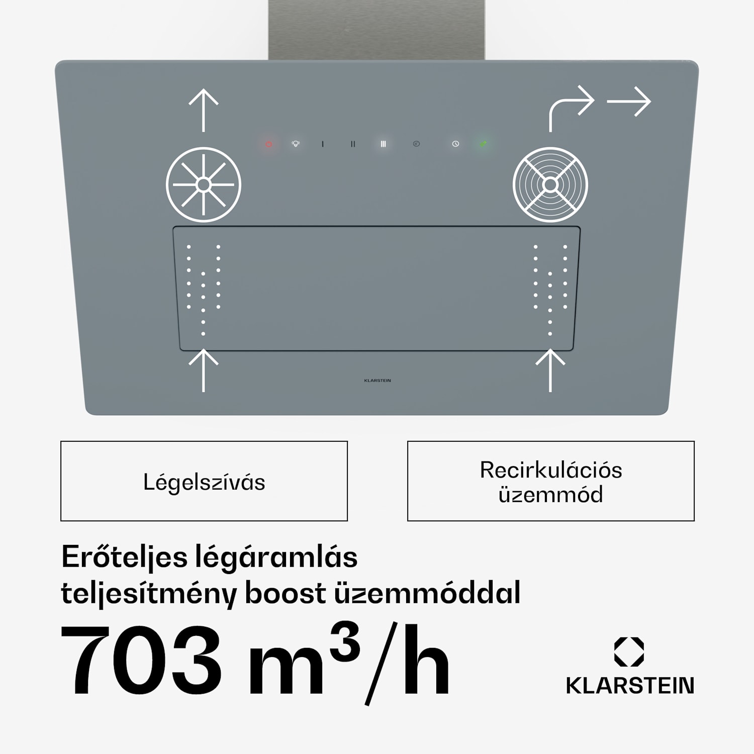 SleekAir elszívó, A+++, 717 m³/h, Érintő, LED, 60 cm 60 cm | Rozsdamentes acél
