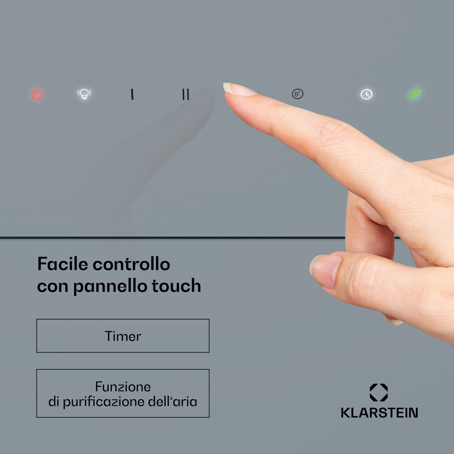 SleekAir - Cappa aspirante | A+++ | 717 m³/ora | Touch | LED | 60 cm 60 cm | Grigio