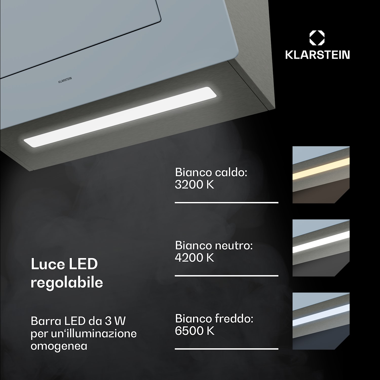 SleekAir - Cappa aspirante | A+++ | 717 m³/ora | Touch | LED | 60 cm 60 cm | Grigio