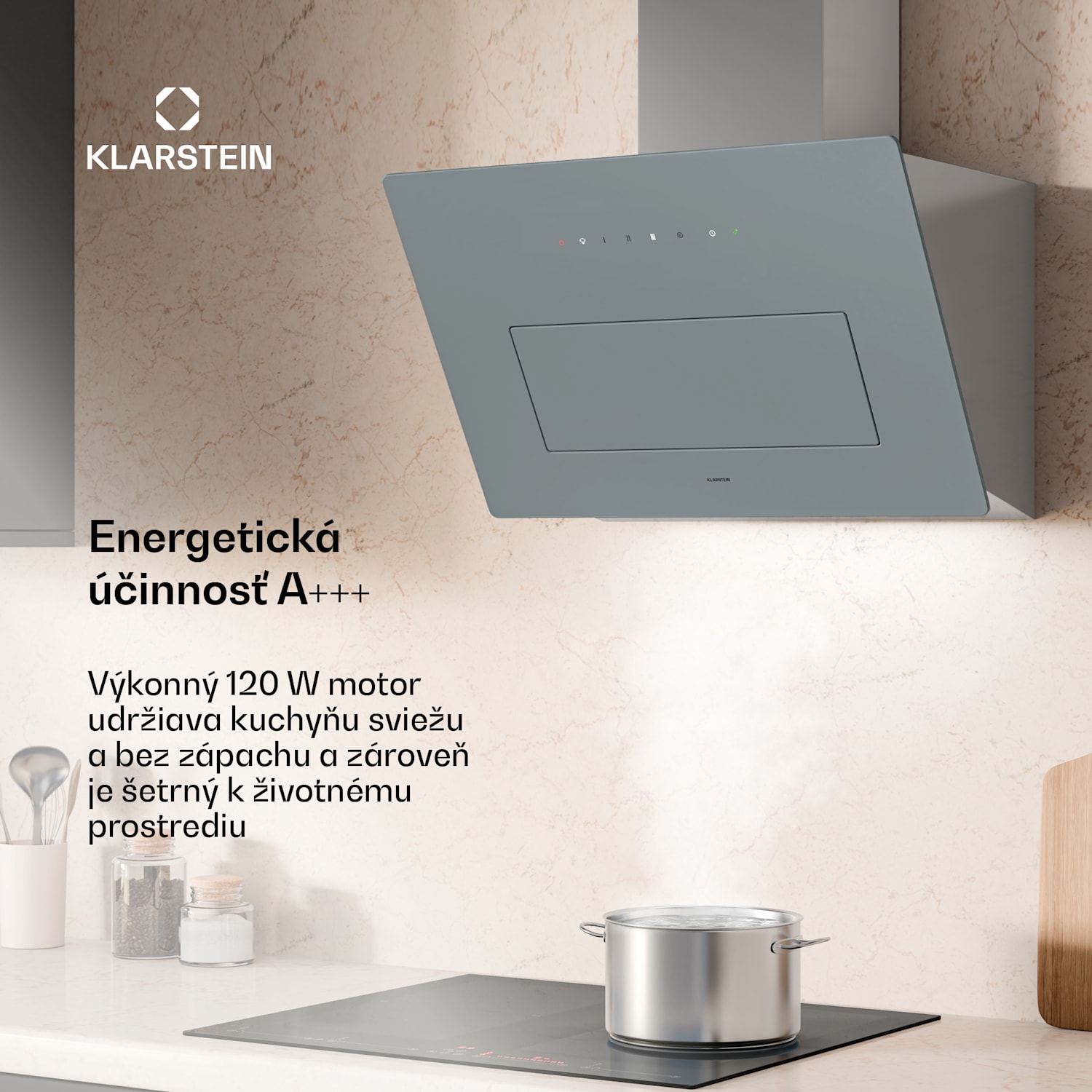 SleekAir digestor, A+++, 717 m³/h, dotykové ovládanie, LED, 60 cm 60 cm | Nehrdzavejúca oceľ