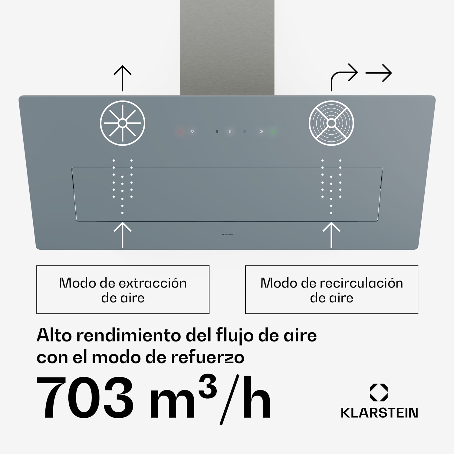 Campana extractora SleekAir | A+++ | 717m³/h | Touch | LED | 90cm 90 cm | Acero Inoxidable