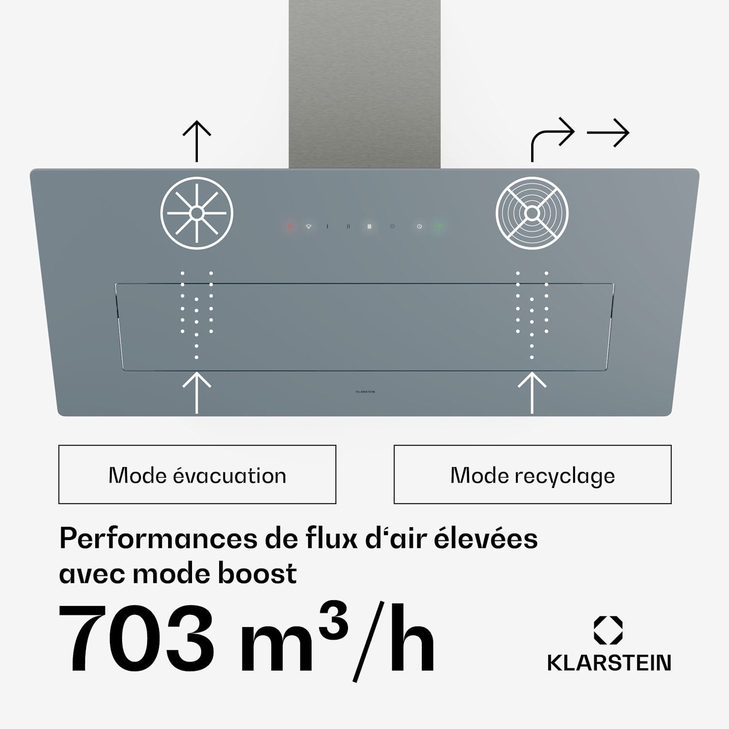SleekAir afzuigkap | A+++ | 717 m³/h | touch | led | 90 cm 90 cm | Roestvrij Staal