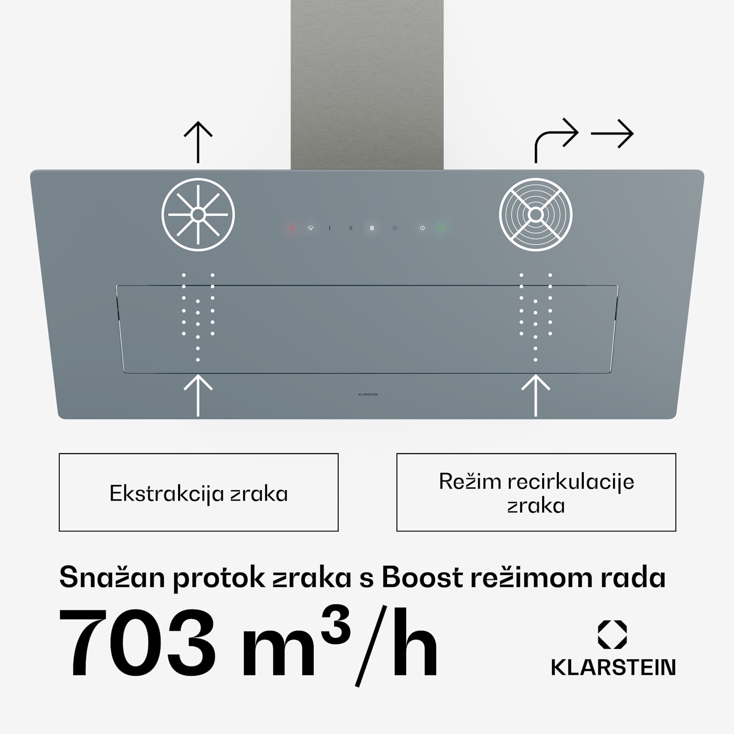 SleekAir kuhinjska napa, A+++, 717 m³/h, upravljanje dodirom, 90 cm 90 cm | Nehrđajući čelik