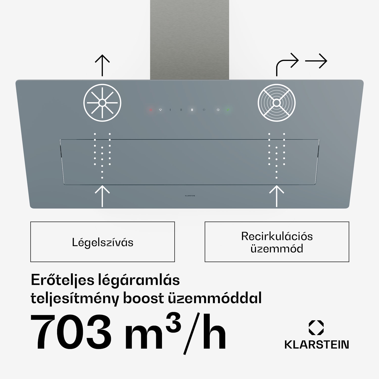 SleekAir páraelszívó, A+++, 717 m³/h, érintésvezérlés, 90 cm 90 cm | Rozsdamentes acél