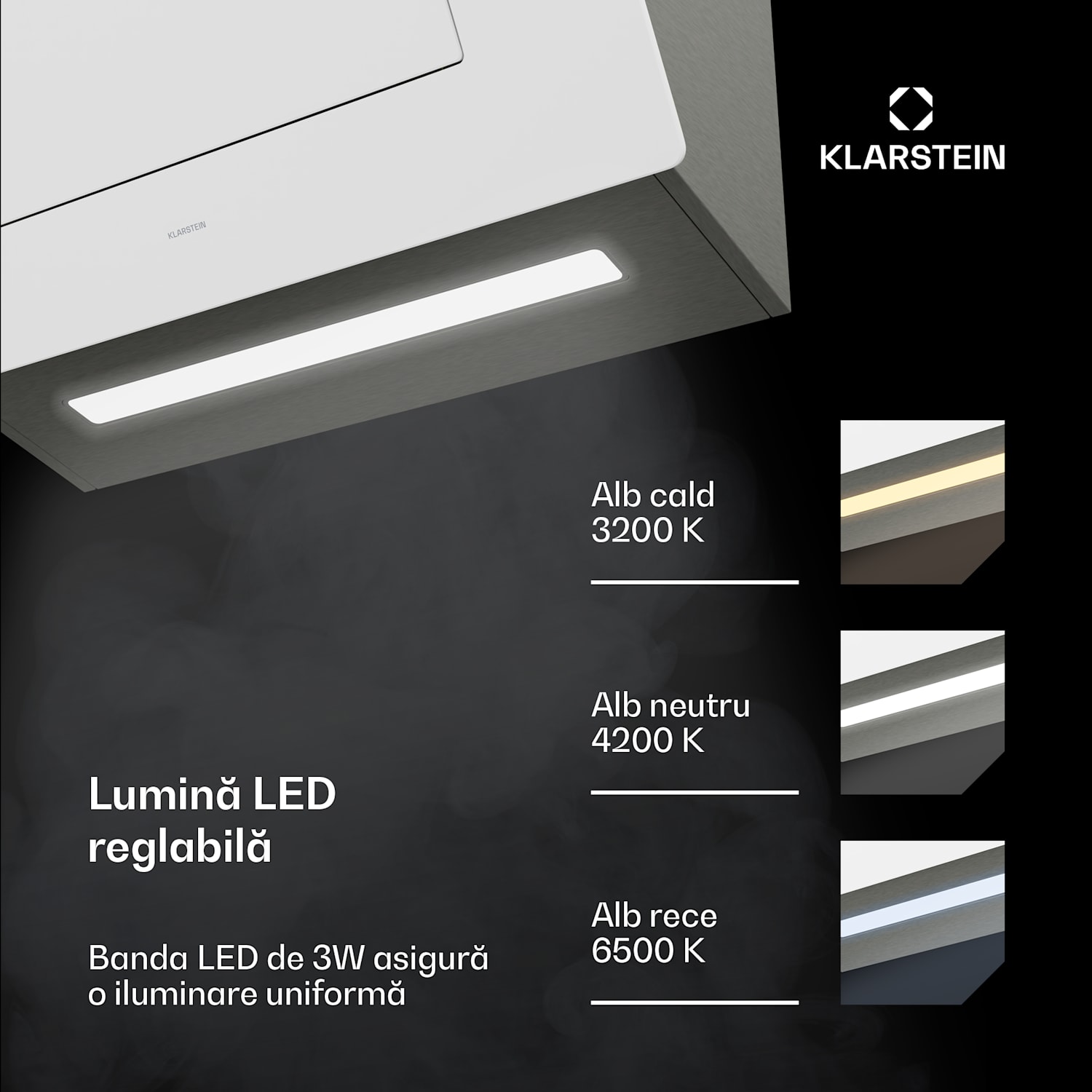 Hota SleekAir | A+++ | 717 m³/h | control tactil | LED | 60 cm 60 cm | Alb