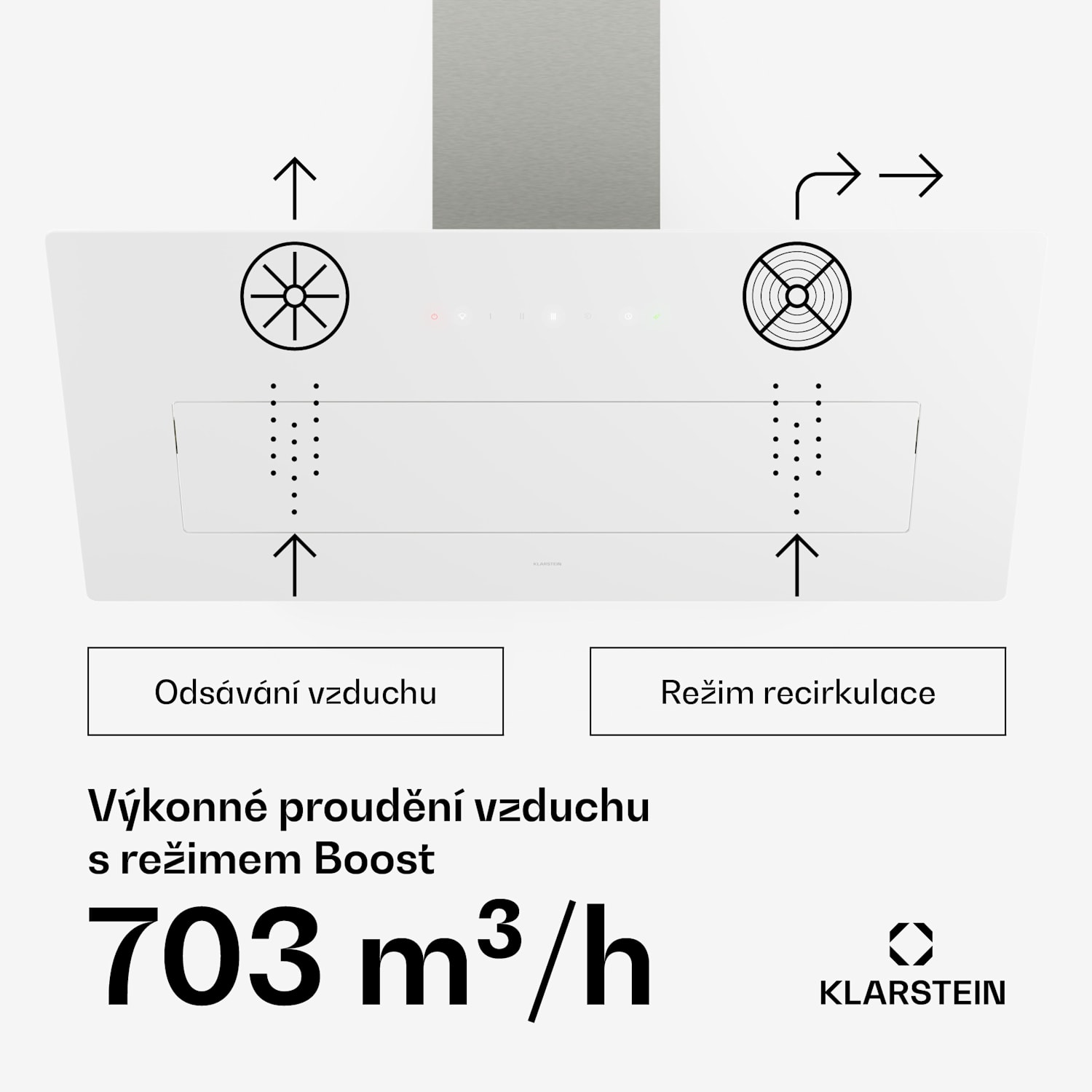 SleekAir digestoř | A+++ | 717 m³/h | dotykové ovládání | LED | 90 cm 90 cm | Bílá