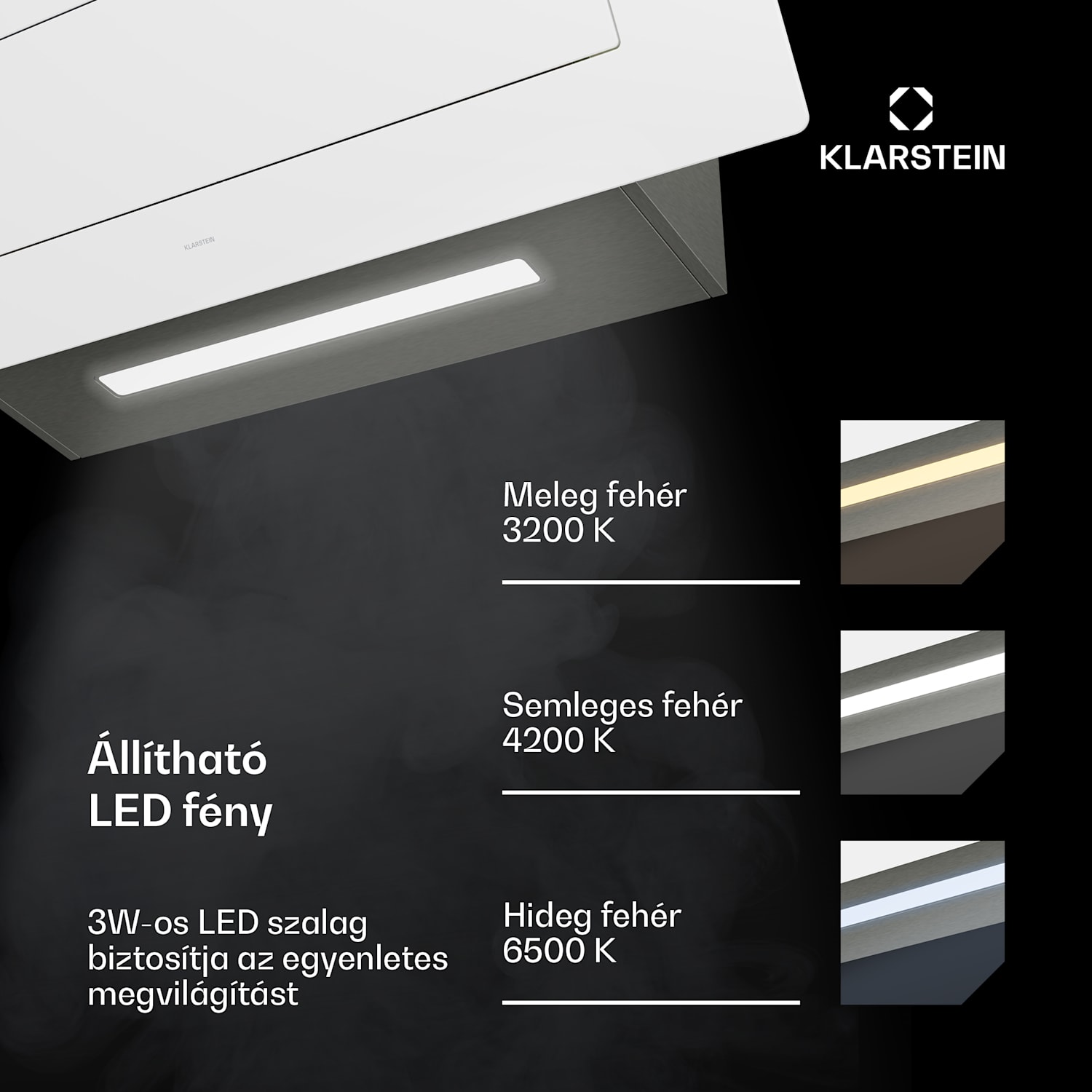 SleekAir páraelszívó | A+++ | 717 m³/h | érintésvezérlés | LED | 90 cm 90 cm | Fehér