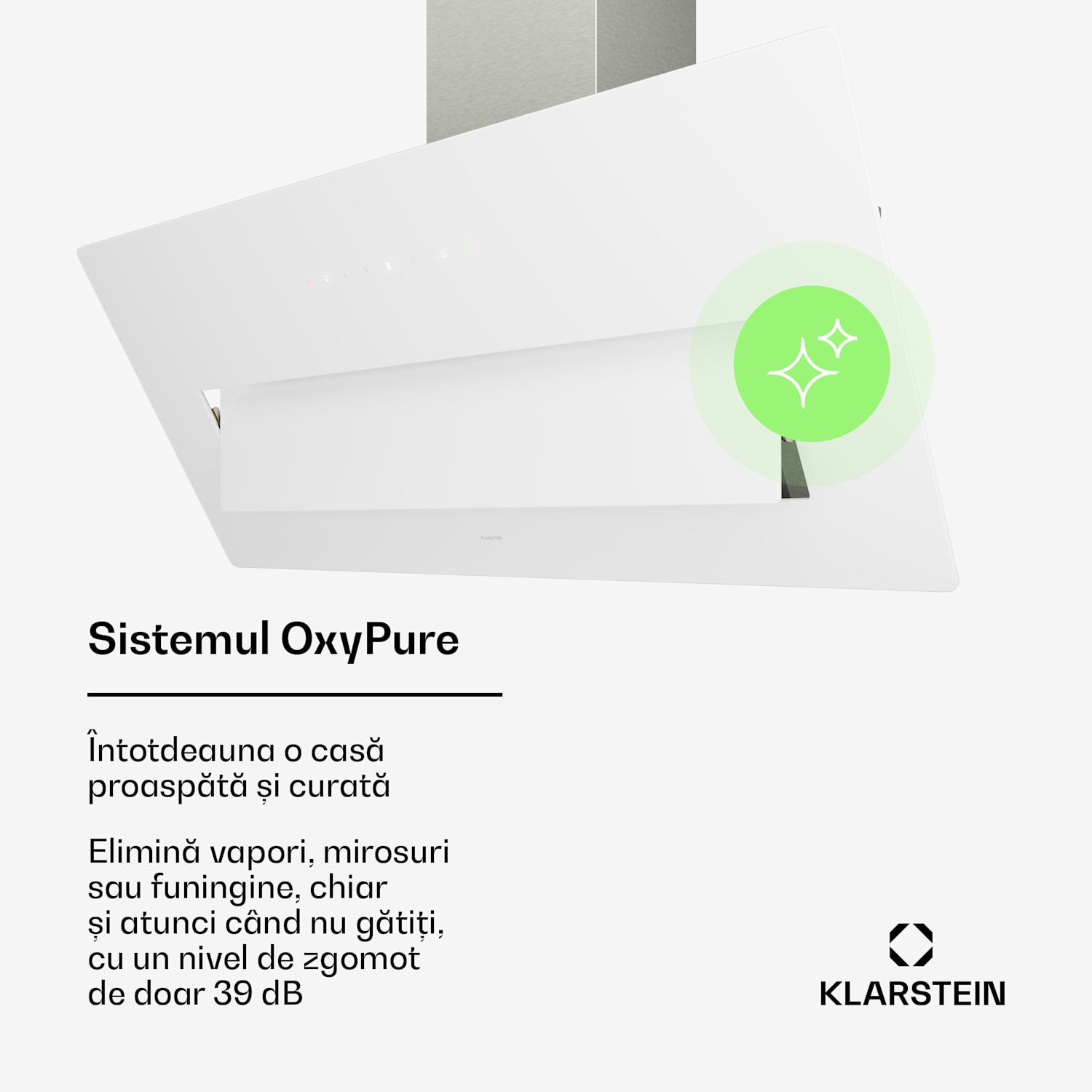 Hota SleekAir | A+++ | 717 m³/h | control tactil | LED | 90 cm 90 cm | Alb