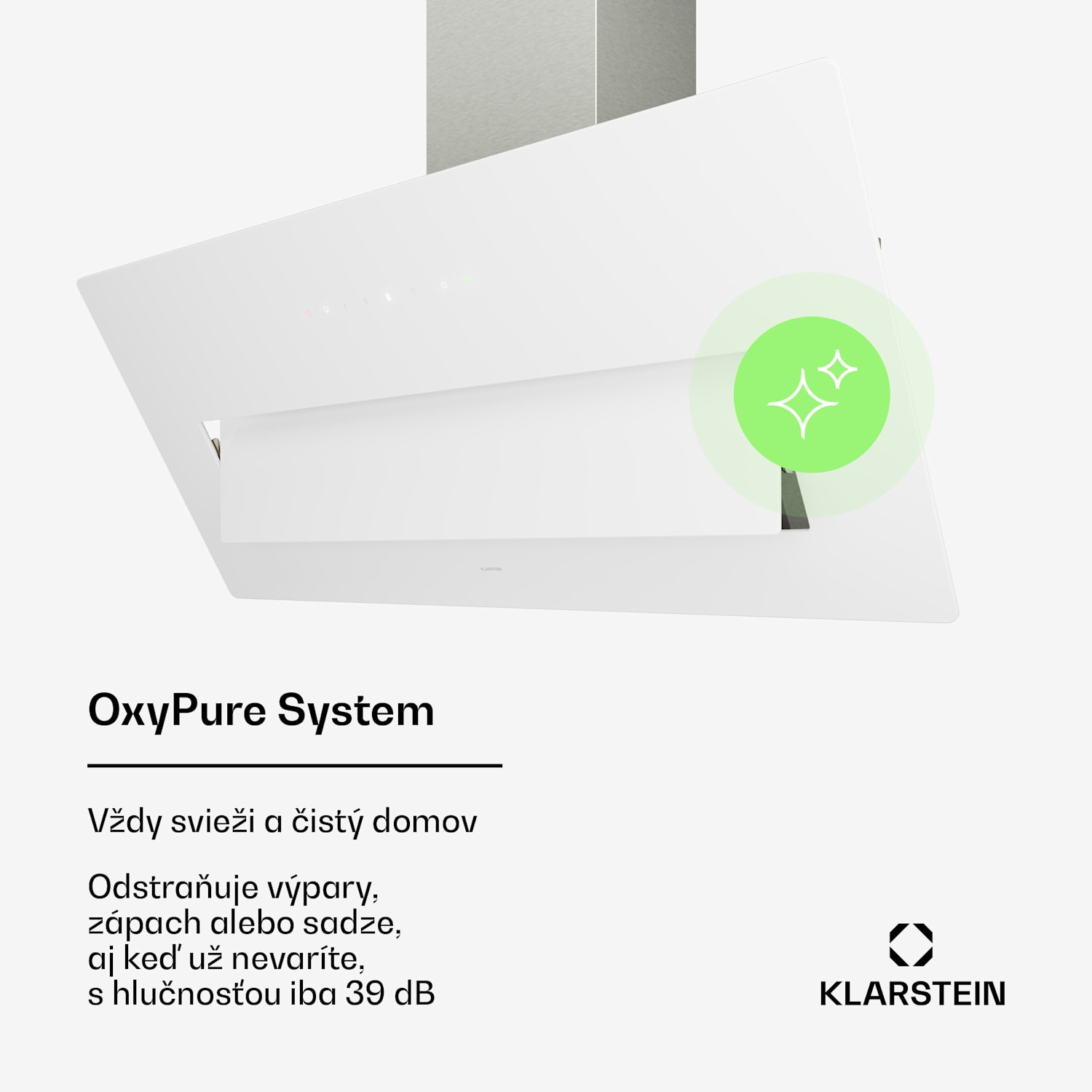 SleekAir digestor | A+++ | 717 m³/h | dotykové ovládanie | LED | 90 cm 90 cm | Biela