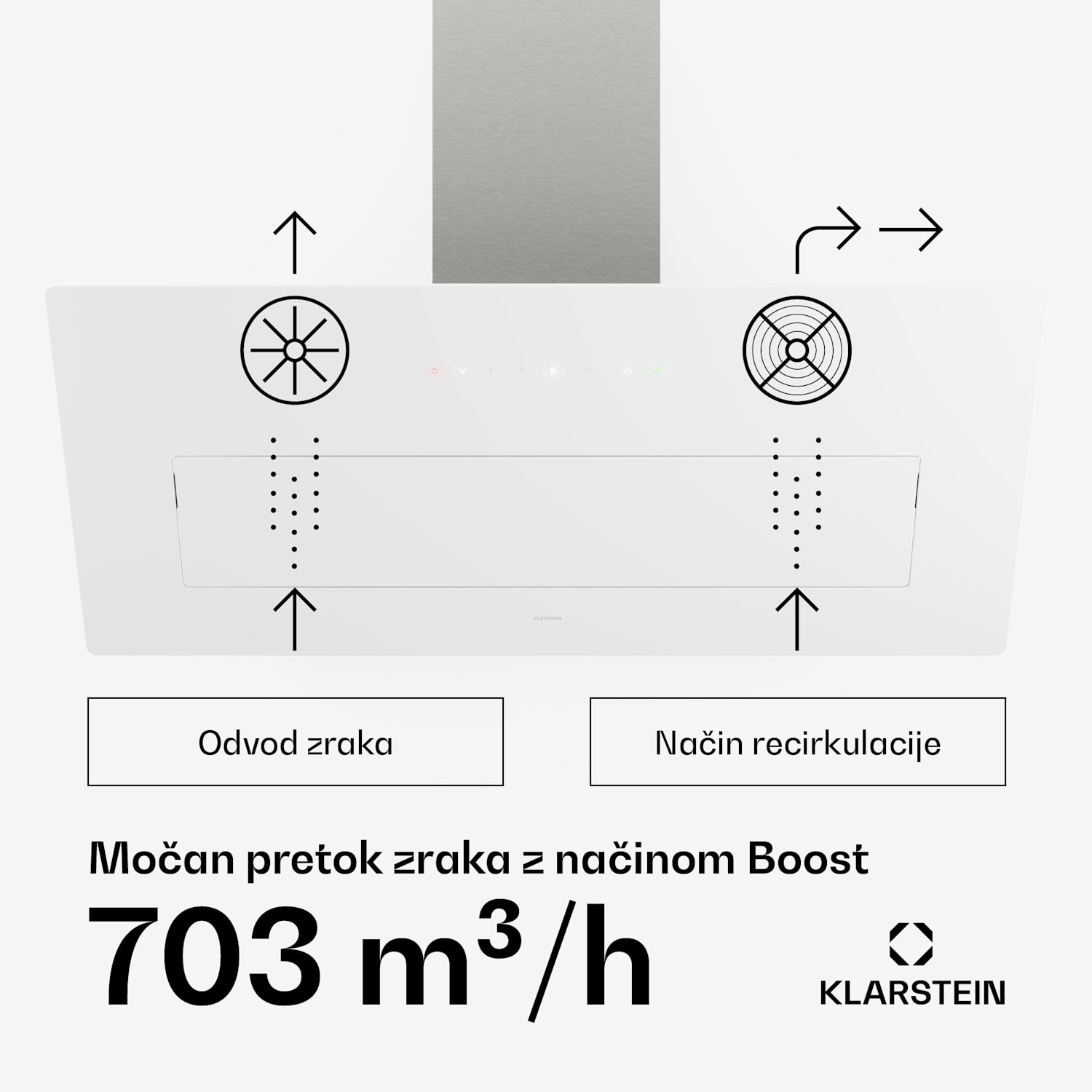 SleekAir kuhinjska napa, A+++, 717 m³/h, upravljanje na dotik,  90 cm 90 cm | Bela