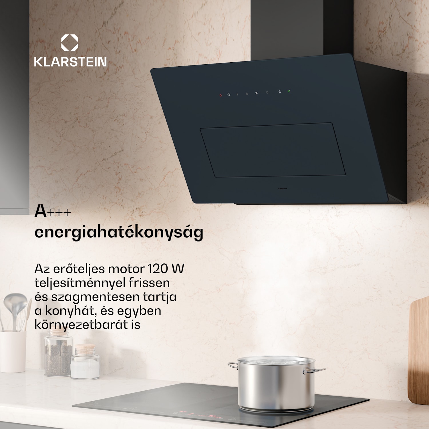 SleekAir páraelszívó, A+++, 717 m³/h, Érintő, LED, 60 cm 60 cm | Antracit