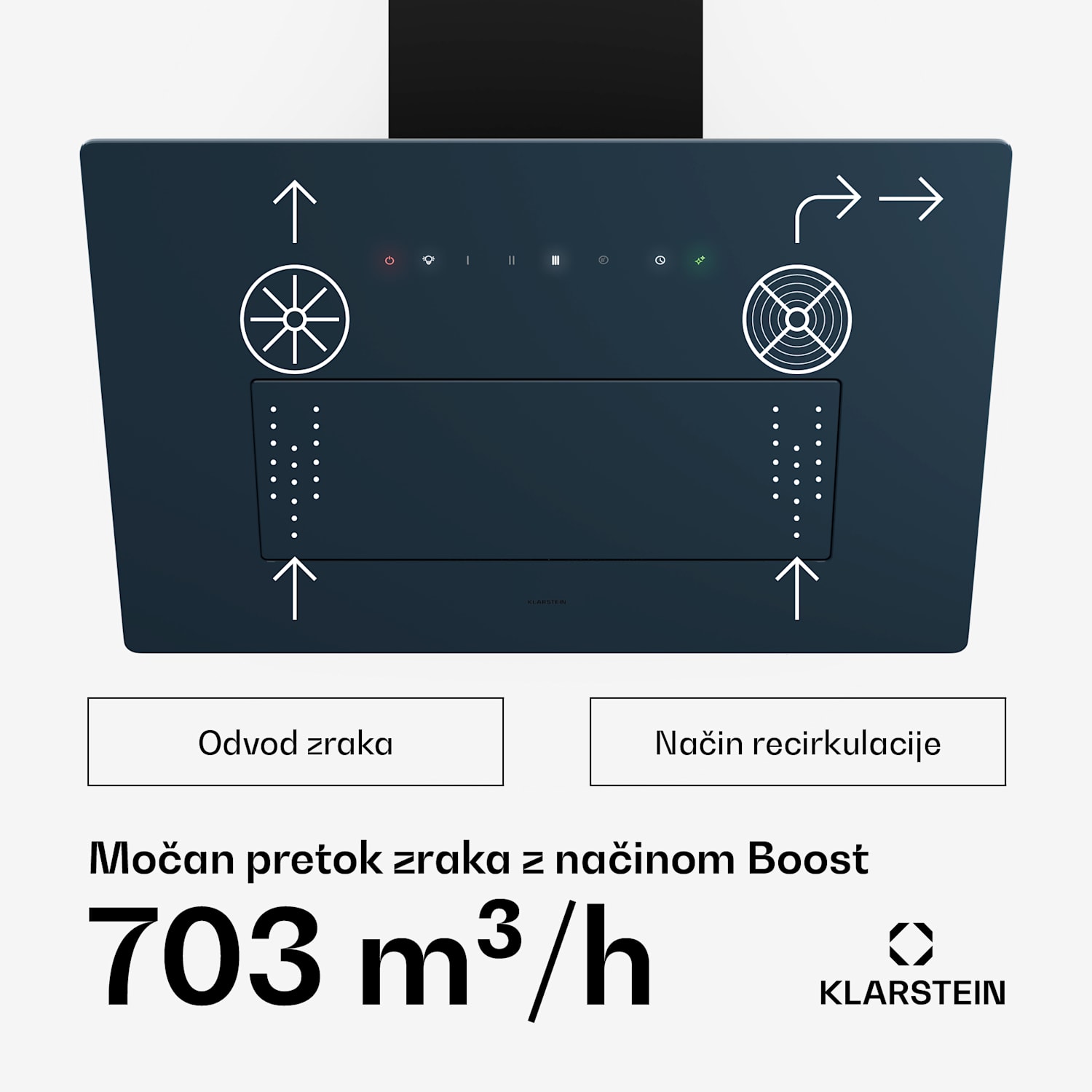 SleekAir kuhinjska napa, A+++, 717m³/h, Touch, LED, 60 cm 60 cm | Antracit