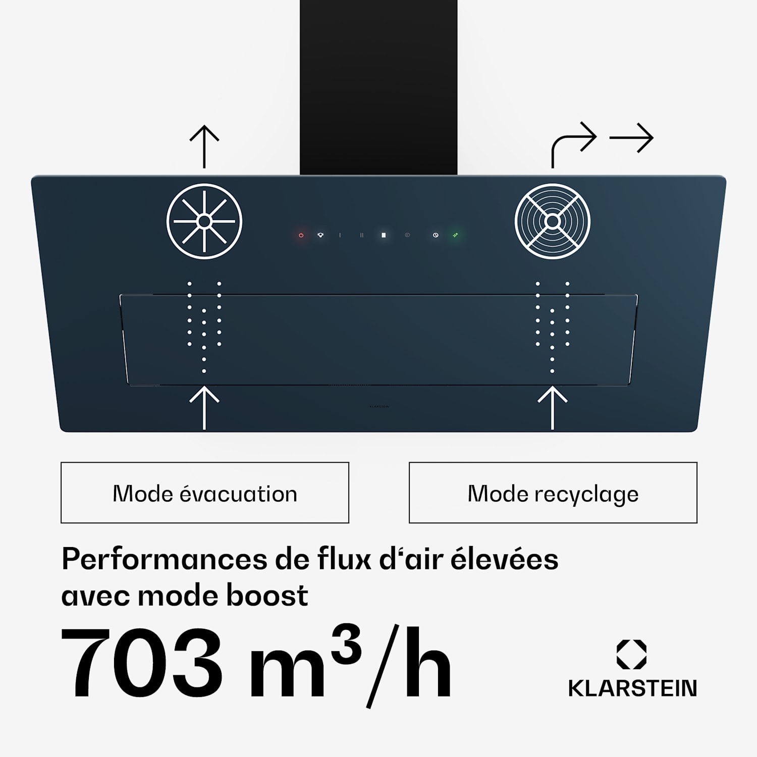 SleekAir afzuigkap | A+++ | 717 m³/h | touch | led | 90 cm 90 cm | Antraciet