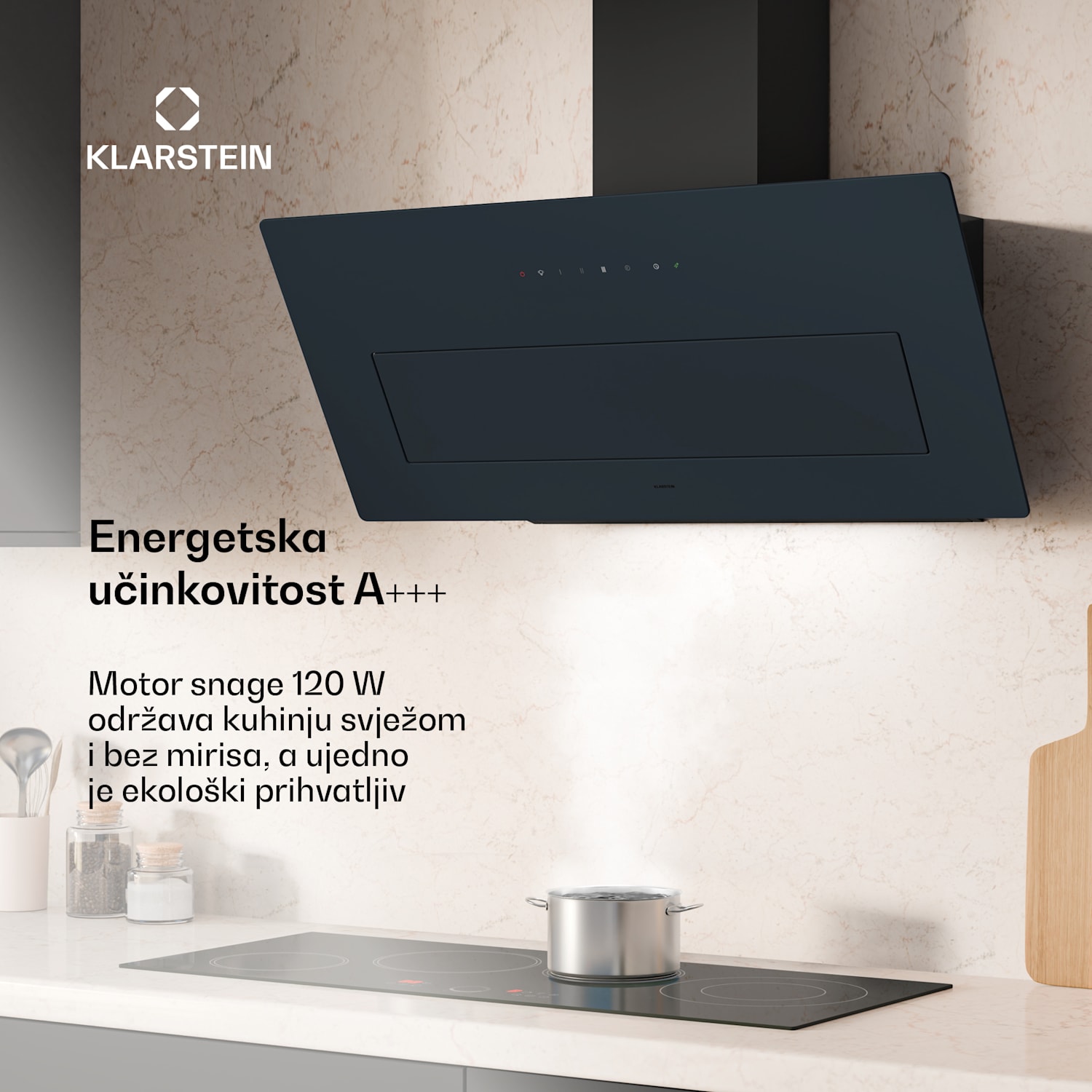 SleekAir kuhinjska napa, A+++, 717 m³/h, upravljanje dodirom, 90 cm 90 cm | Antracit