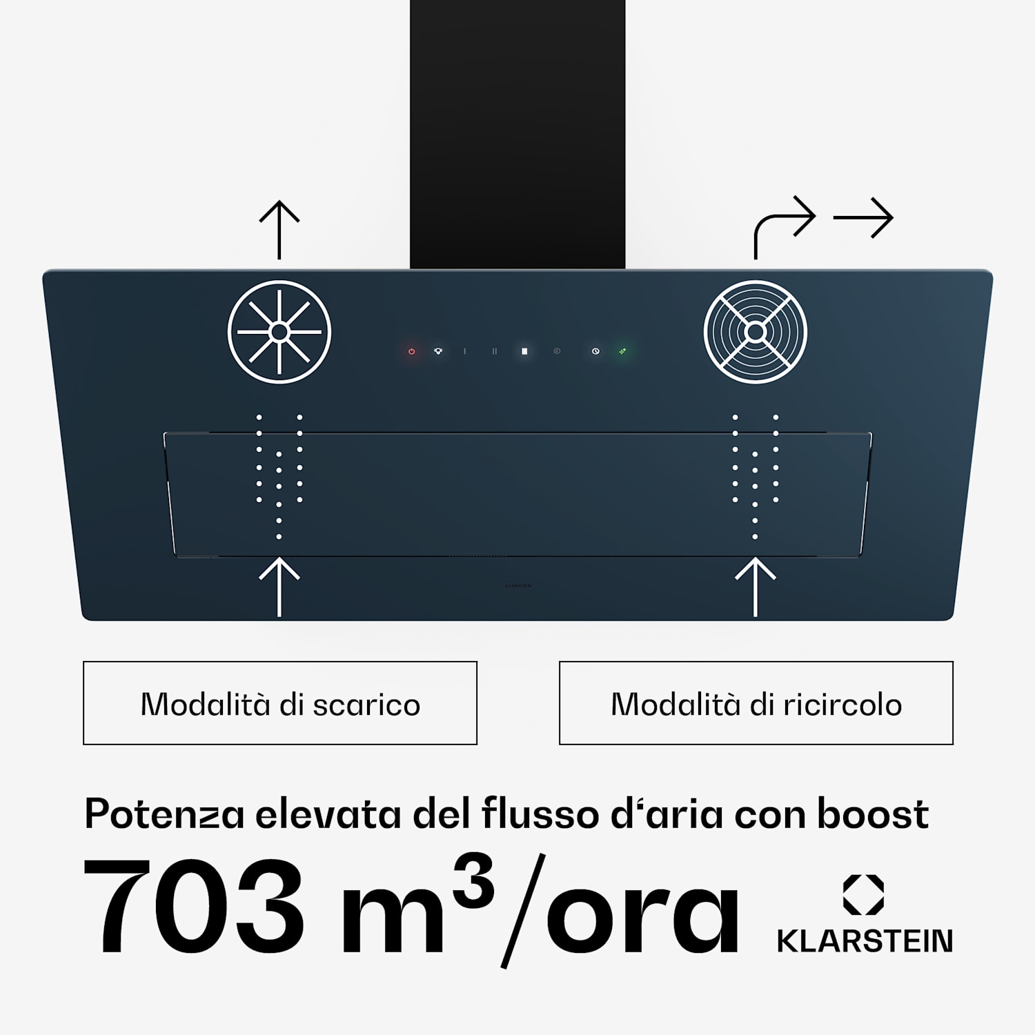 SleekAir - Cappa aspirante | A+++ | 717 m³/ora | Touch | LED | 90 cm 90 cm | Antracite