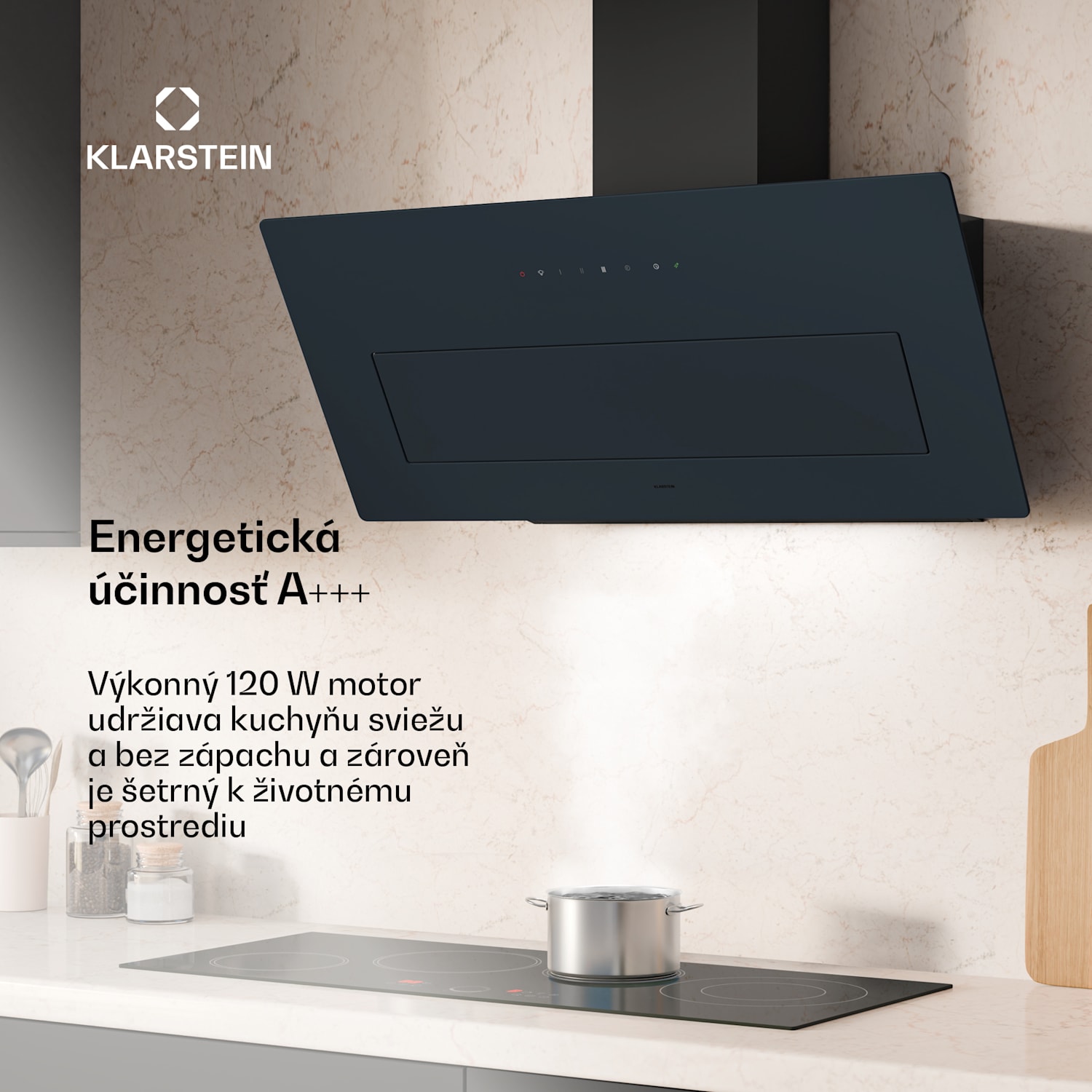 SleekAir digestor, A+++, 717 m³/h, dotykové ovládanie, 90 cm 90 cm | Antracit