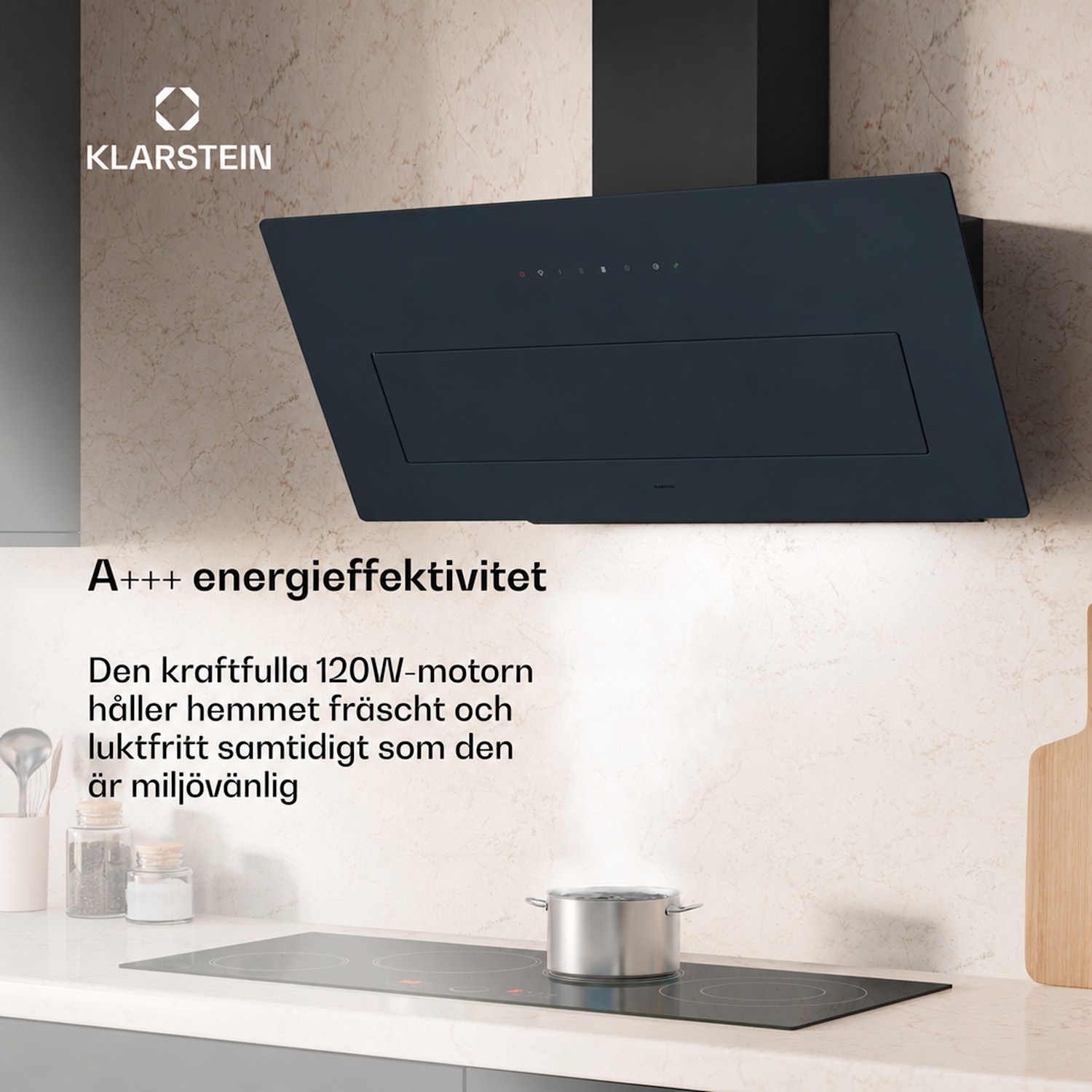 SleekAir fläktkåpa, A+++, 717 m³/h, Touch 90 cm 90 cm | Antracit