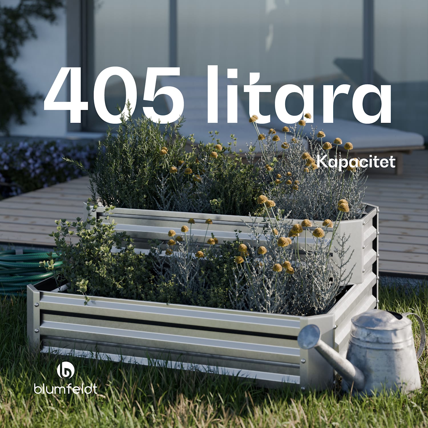 High Grow povišena žardinjera, 2 razine, otporna na vremenske uvjete, otporna na koroziju, robusna, 405 L 120 x 90 x 50 cm | Srebro