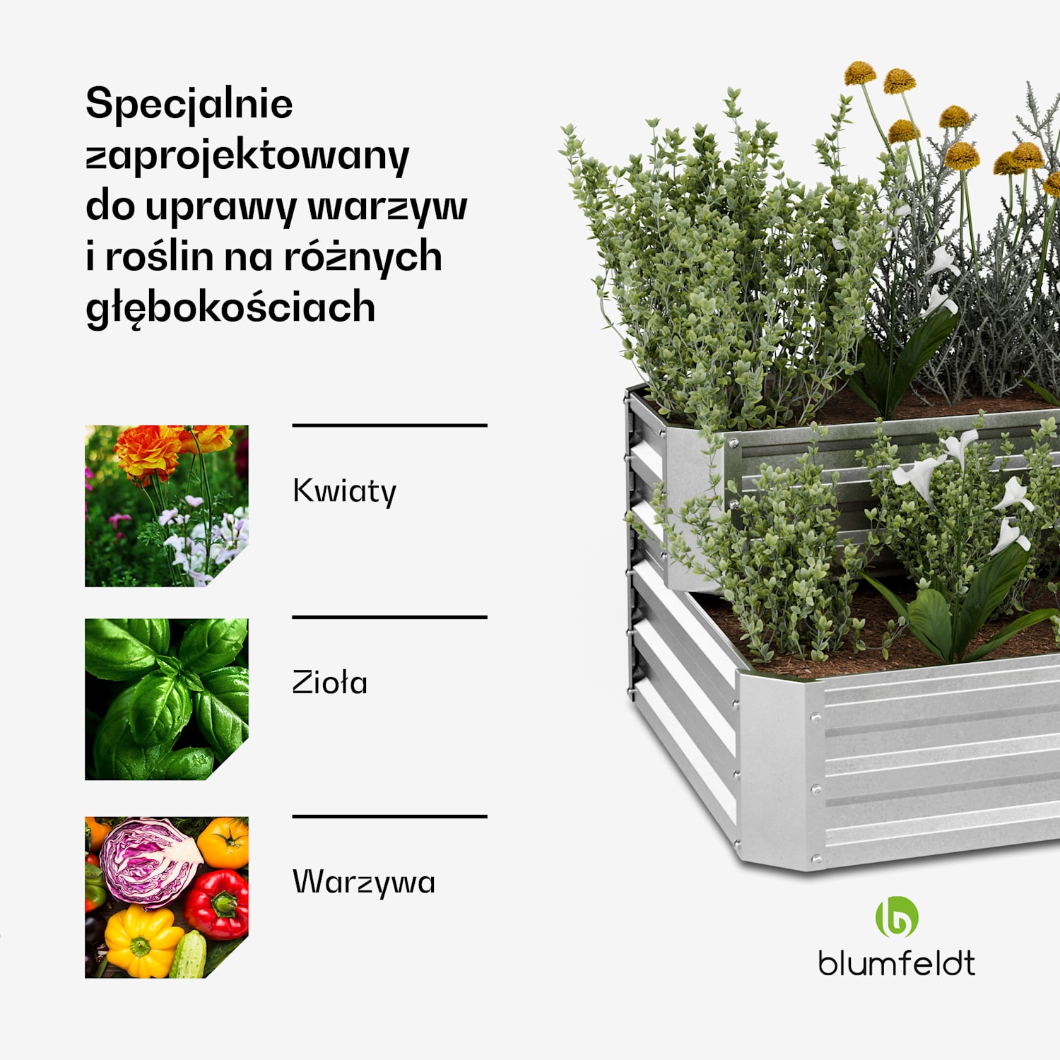 High Grow podwyższona grządka, 2 poziomy, odporna na warunki atmosferyczne, odporna na korozję, wytrzymała, 405 l 120 x 90 x 50 cm | Srebrny
