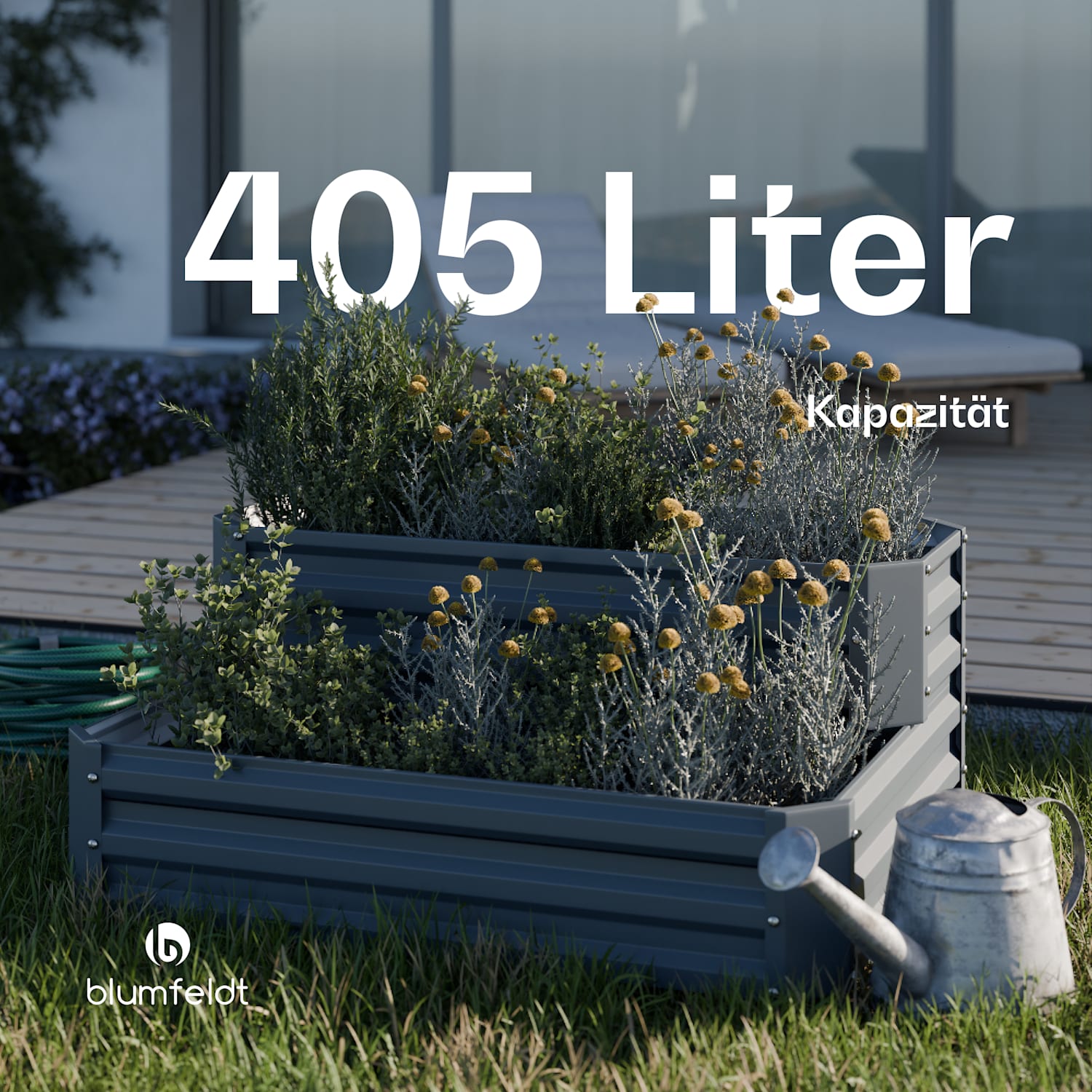 High Grow Hochbeet | 2 Ebenen | wetterfest | rostfrei | robust | 405 L 120 x 90 x 50 cm | Anthrazit