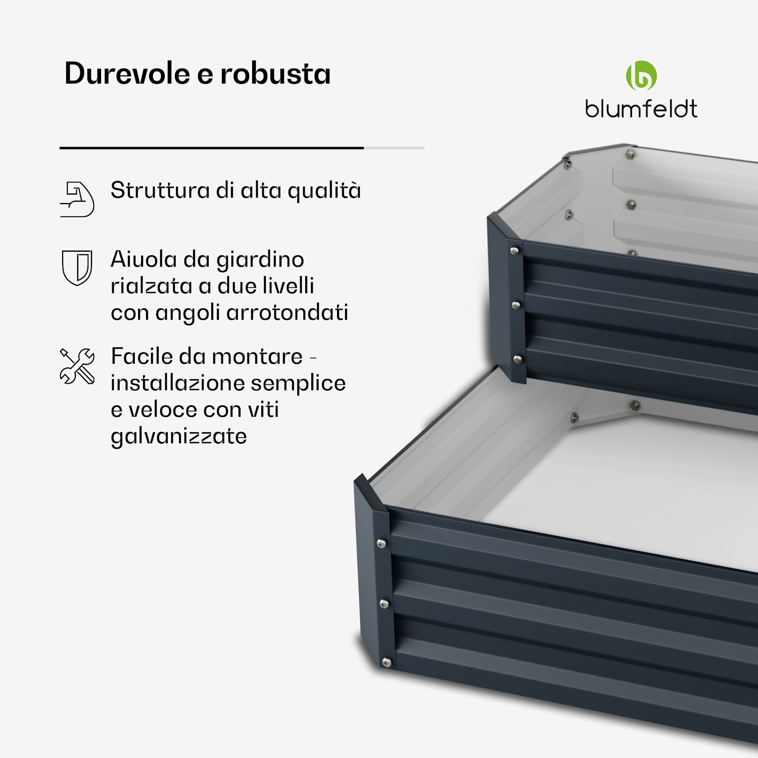 High Grow - Aiuola rialzata | 2 livelli | Resistente alle intemperie | Antiruggine | Robusta | 405 L 120 x 90 x 50 cm | Antracite