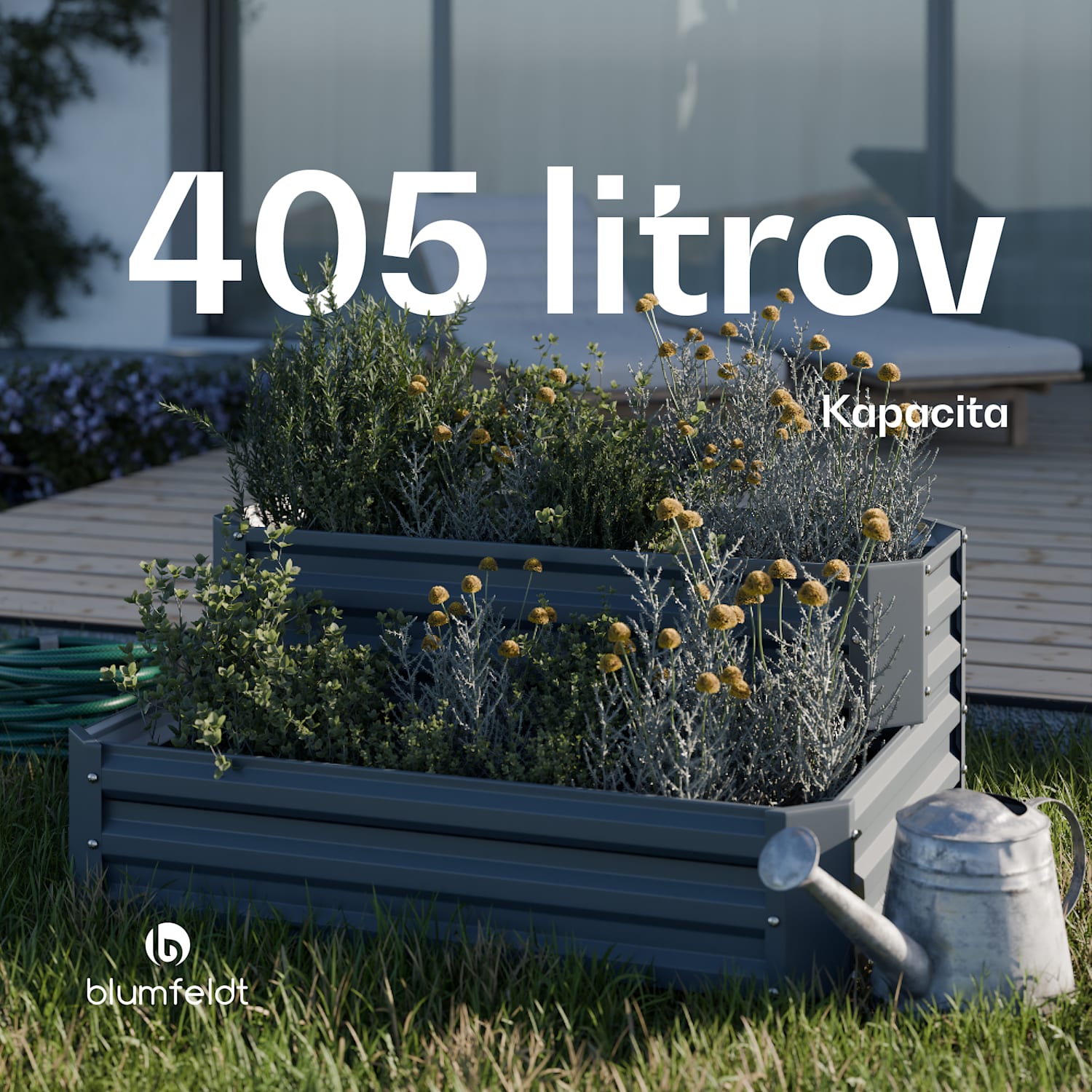 High Grow vyvýšený záhon, 2 úrovne, odolný voči poveternostným vplyvom, odolný voči korózii, robustný, 405 L 120 x 90 x 50 cm | Antracit