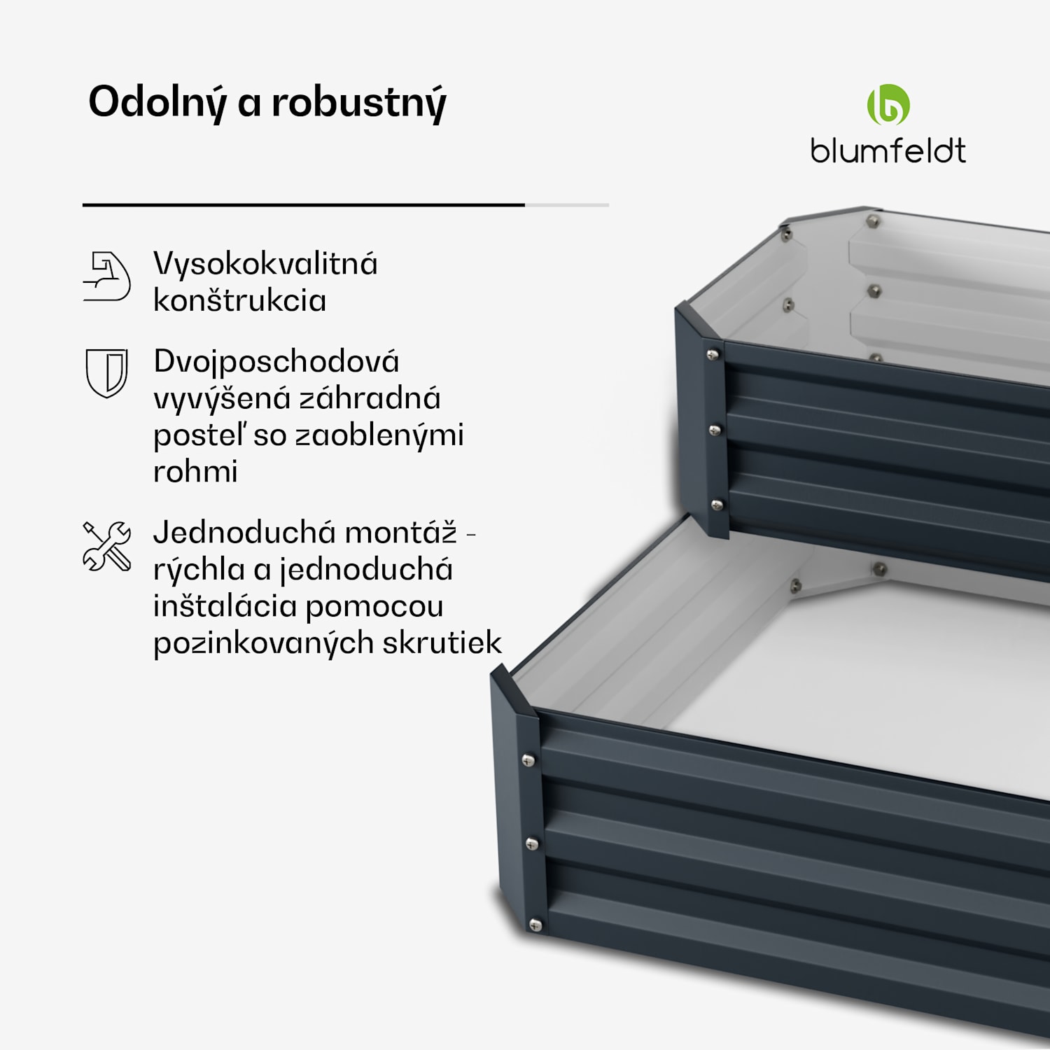 High Grow vyvýšený záhon, 2 úrovne, odolný voči poveternostným vplyvom, odolný voči korózii, robustný, 405 L 120 x 90 x 50 cm | Antracit