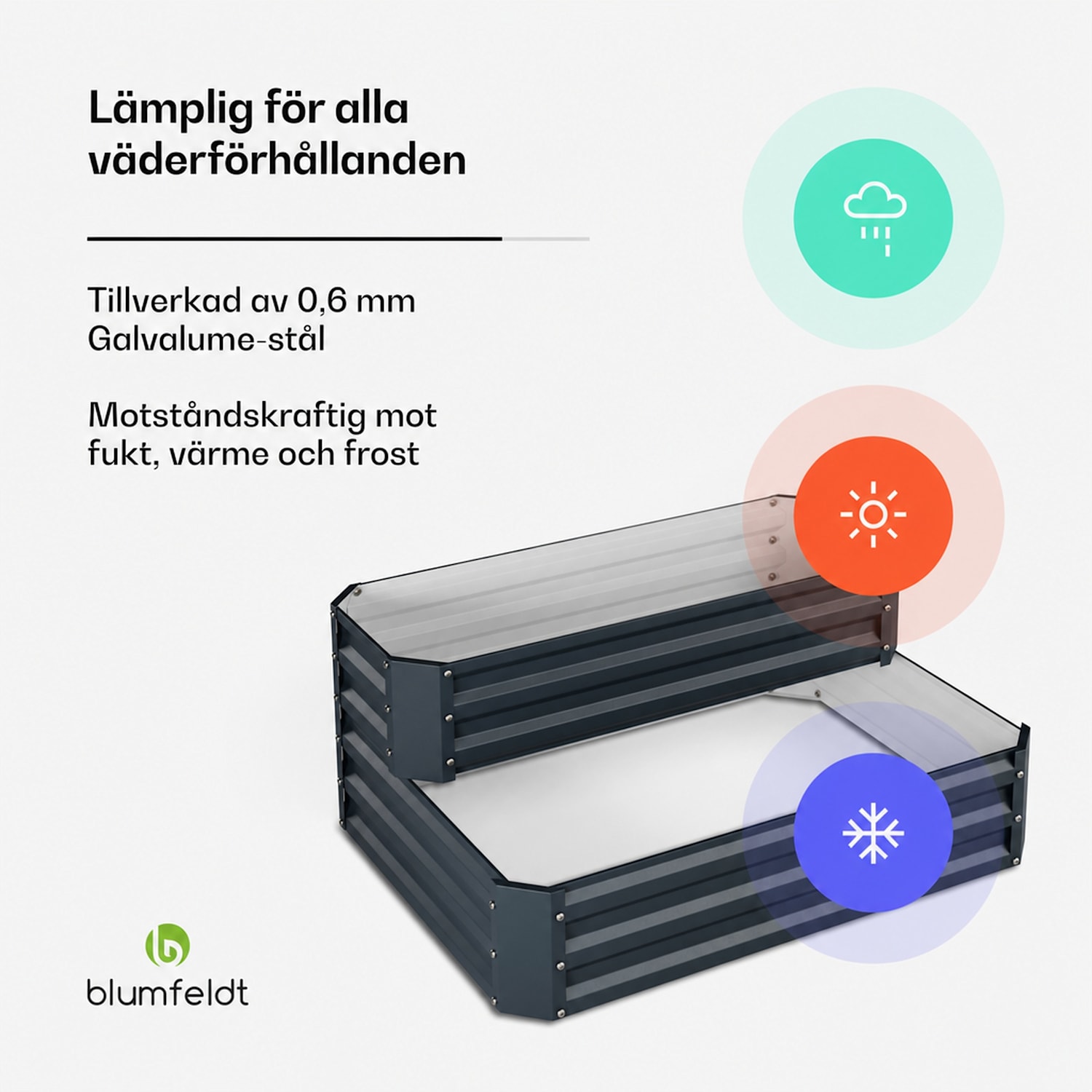 High Grow högbädd | 2 nivåer | väderbeständig | rostfri | robust | 405 l 120 x 90 x 50 cm | Antracit
