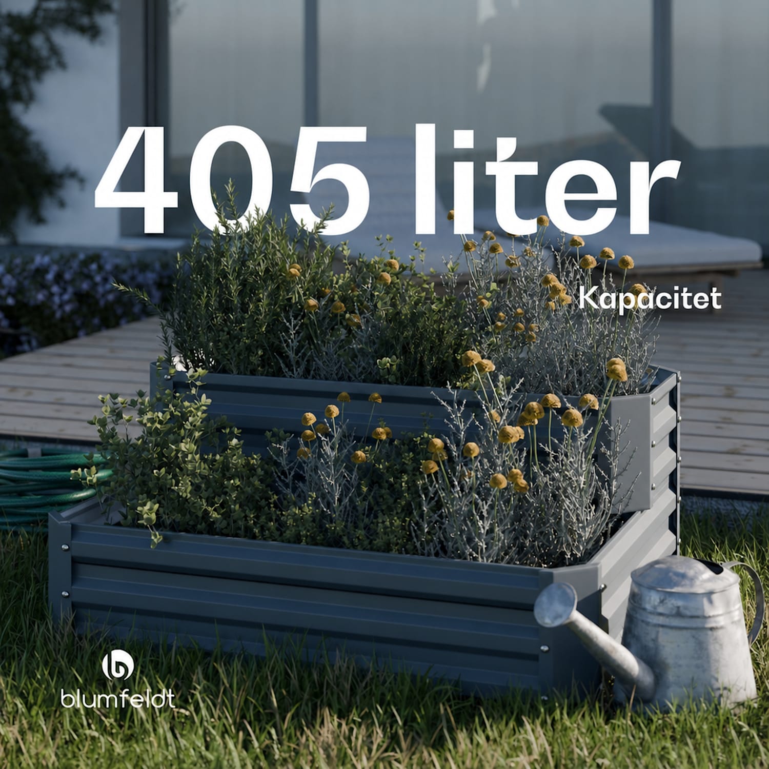 High Grow högbädd | 2 nivåer | väderbeständig | rostfri | robust | 405 l 120 x 90 x 50 cm | Antracit