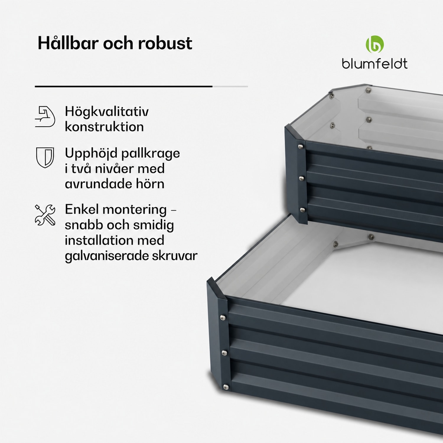 High Grow högbädd | 2 nivåer | väderbeständig | rostfri | robust | 405 l 120 x 90 x 50 cm | Antracit