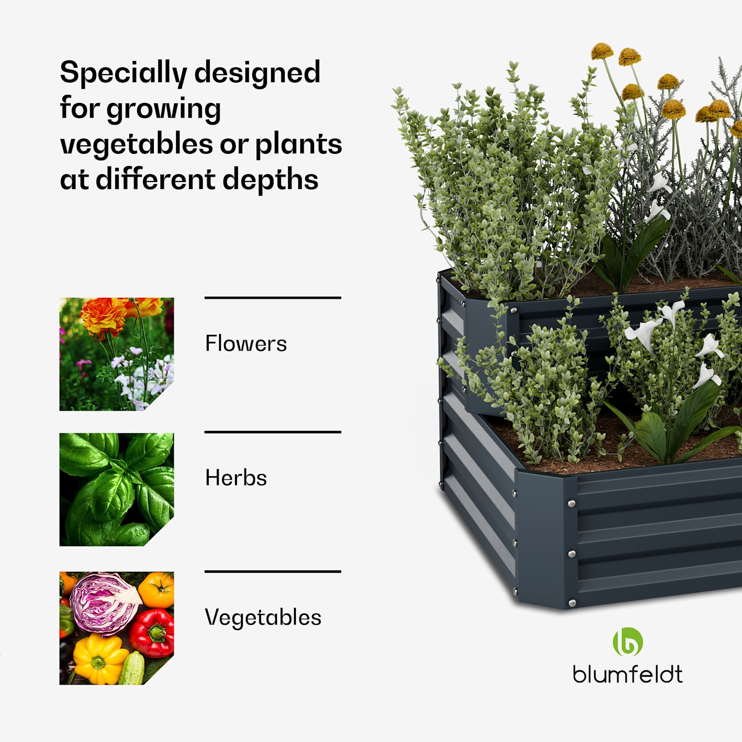 High Grow raised bed | 2 levels | weatherproof | rustproof | robust | 405 L 120 x 90 x 50 cm | Anthracite