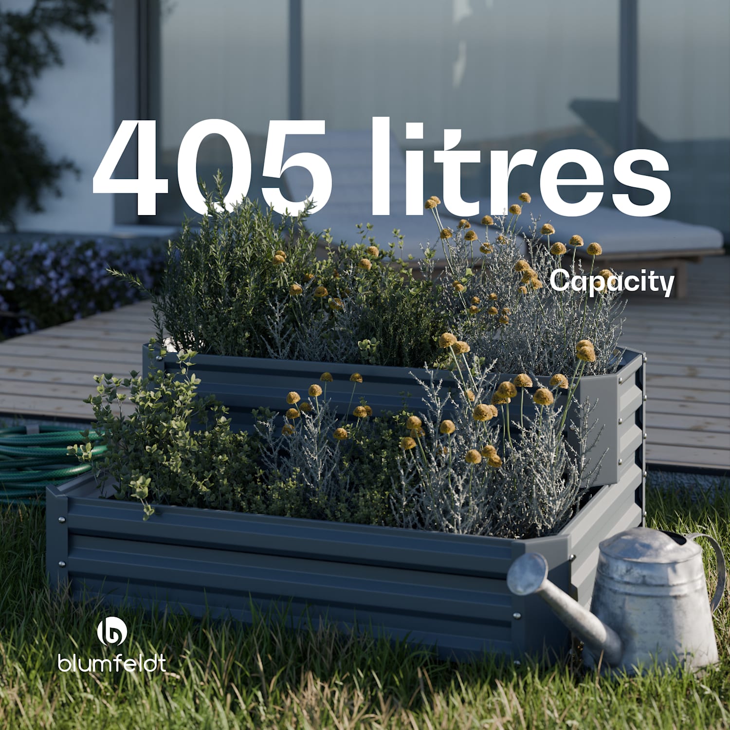 High Grow raised bed | 2 levels | weatherproof | rustproof | robust | 405 L 120 x 90 x 50 cm | Anthracite