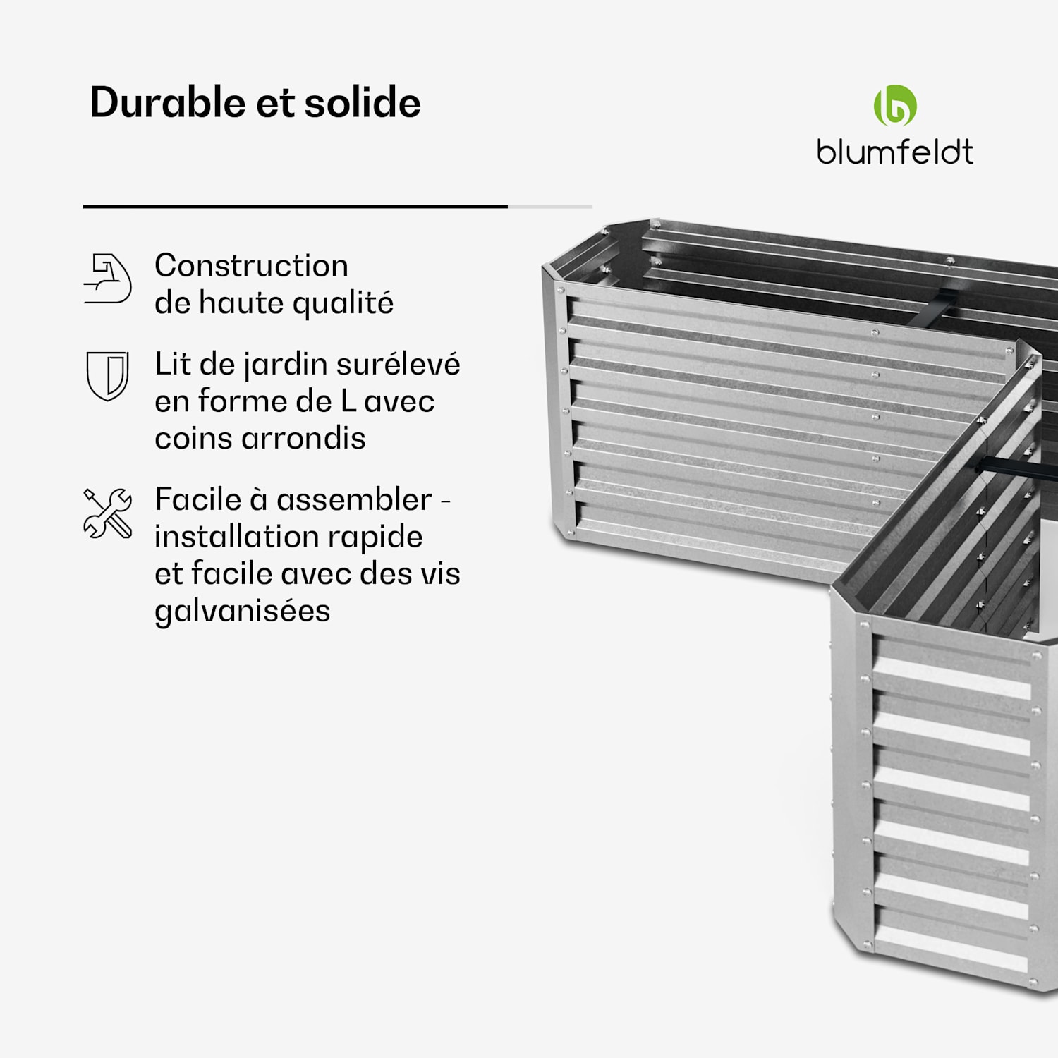 High Grow hoge kweekbak | L-vorm | weerbestendig | roestvrij | robuust | 742 L 