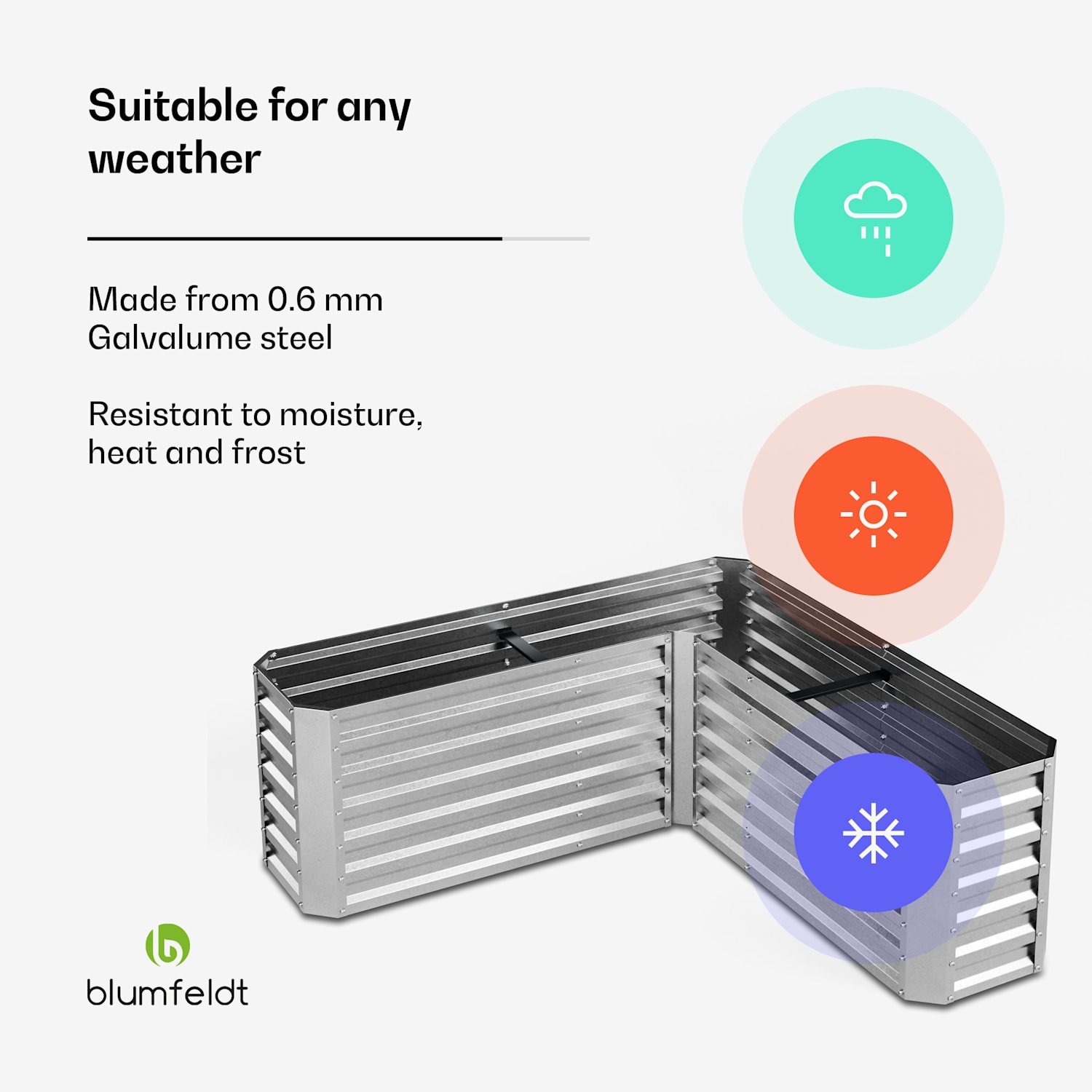 High Grow kohopenkki | L-muoto | säänkestävä | ruostumaton | kestävä | 742 l 