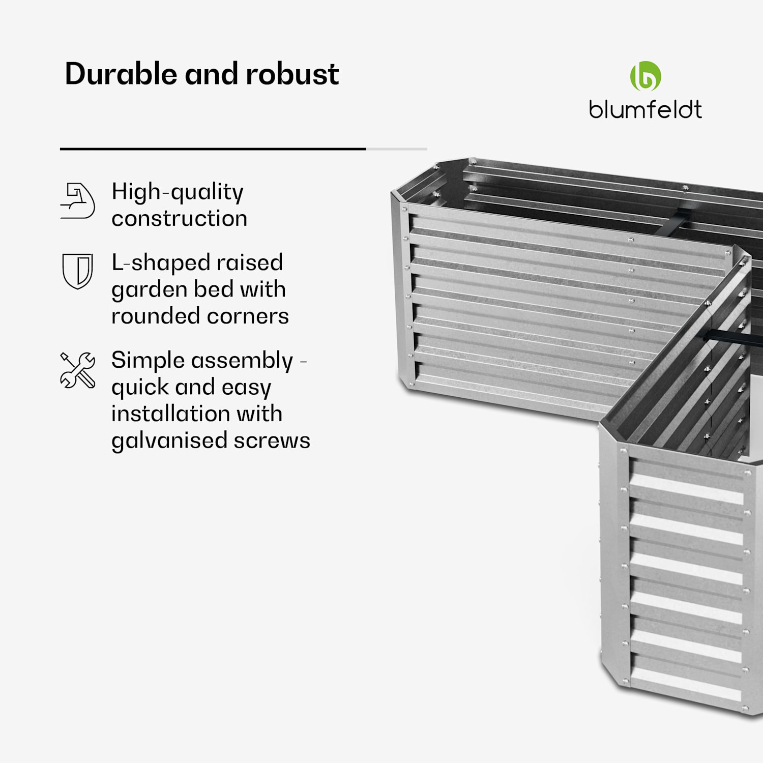 High Grow kohopenkki | L-muoto | säänkestävä | ruostumaton | kestävä | 742 l 