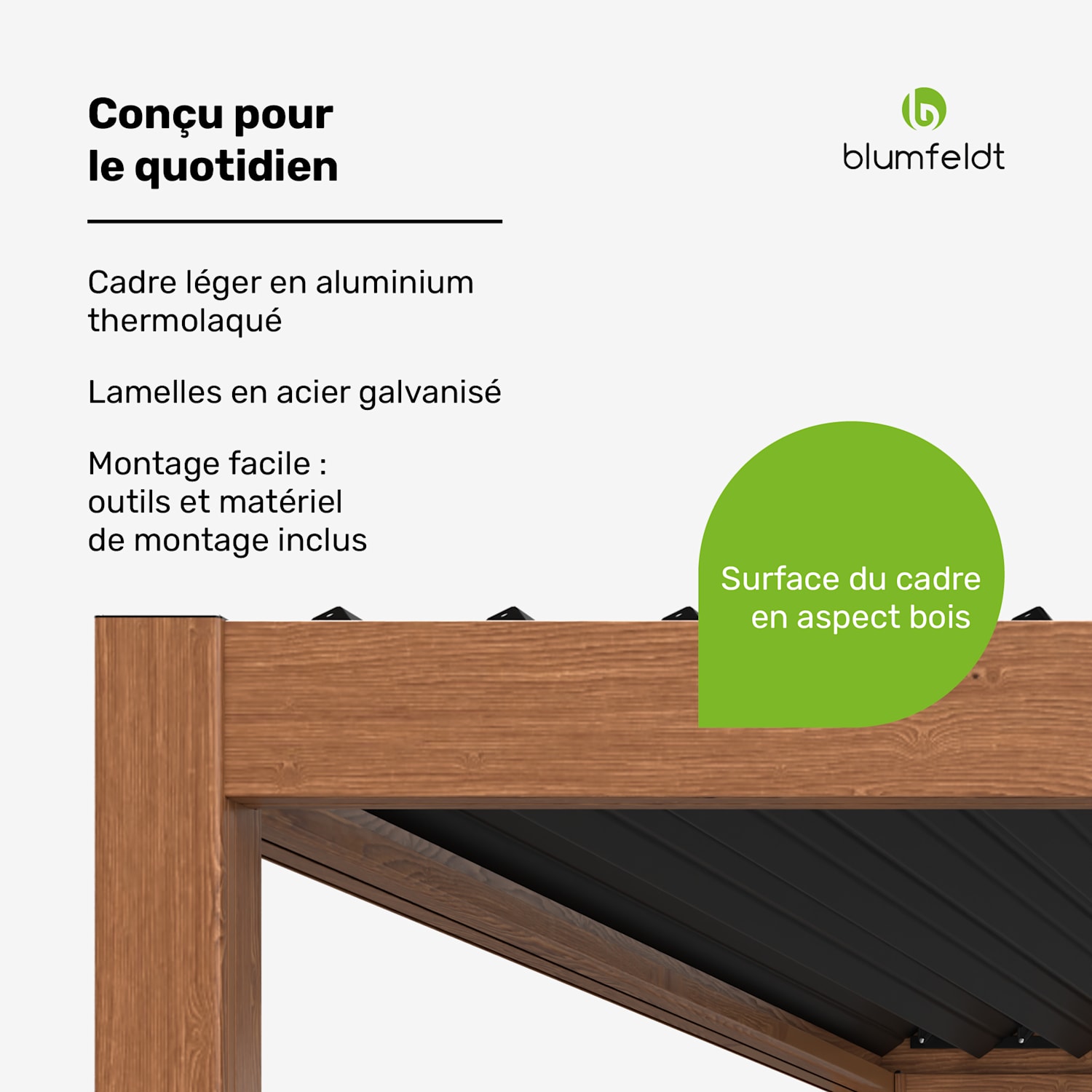 LuminaHaven Pergola 3x3 Acier galvanisé Couleur bois 3 x 3 m | Aspect bois