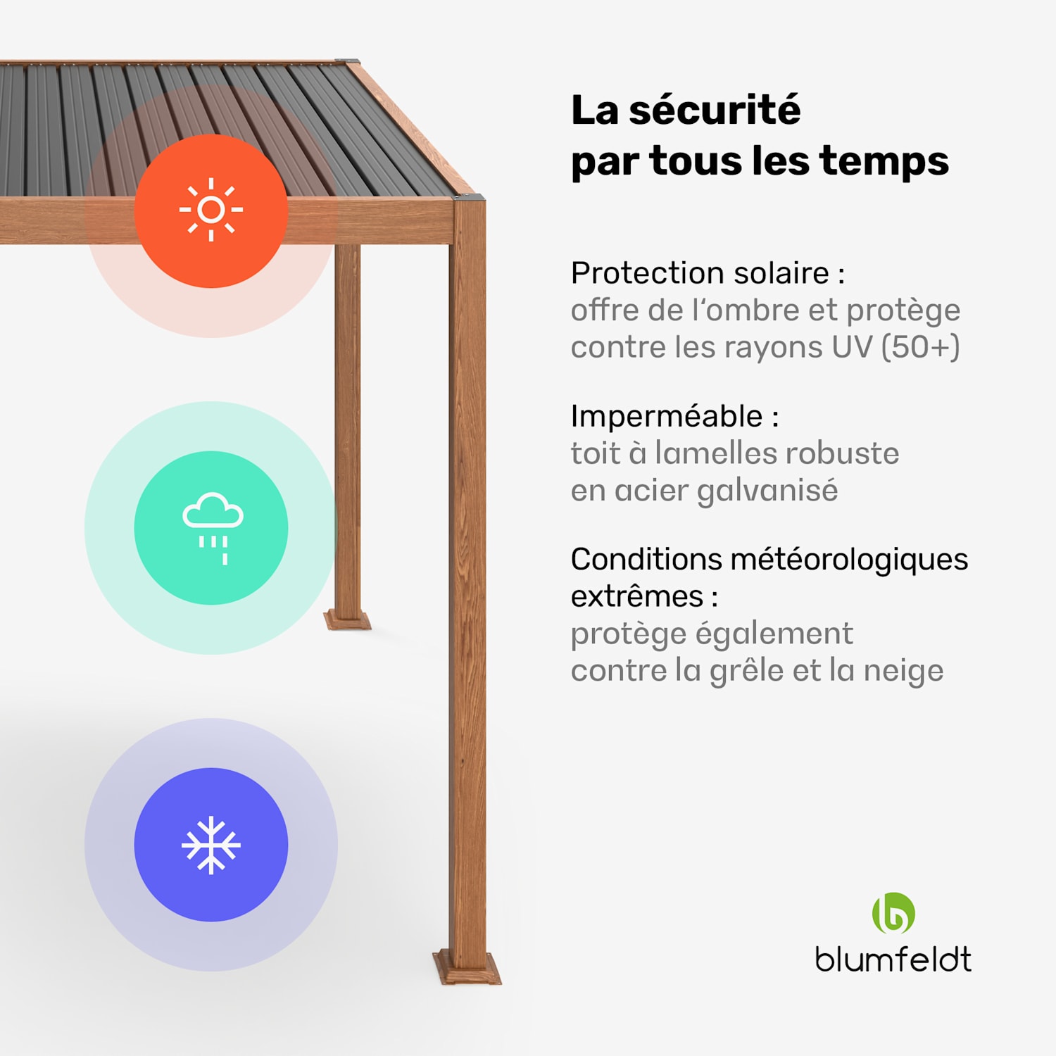 LuminaHaven Pergola 3x3 Acier galvanisé Couleur bois 3 x 3 m | Aspect bois