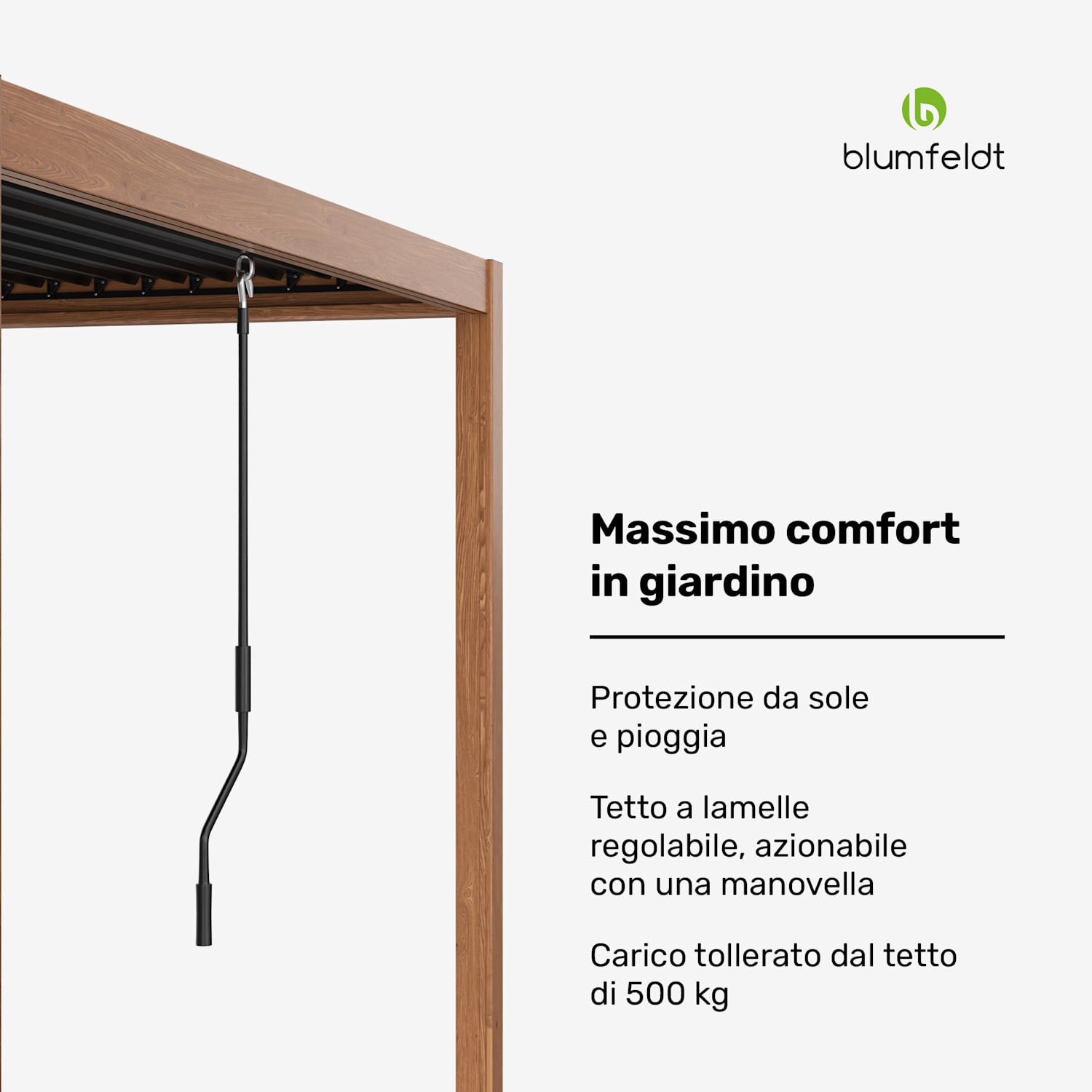 LuminaHaven - Pergola, 3x3, in acciaio zincato, color legno 3 x 3 m | Aspetto legno