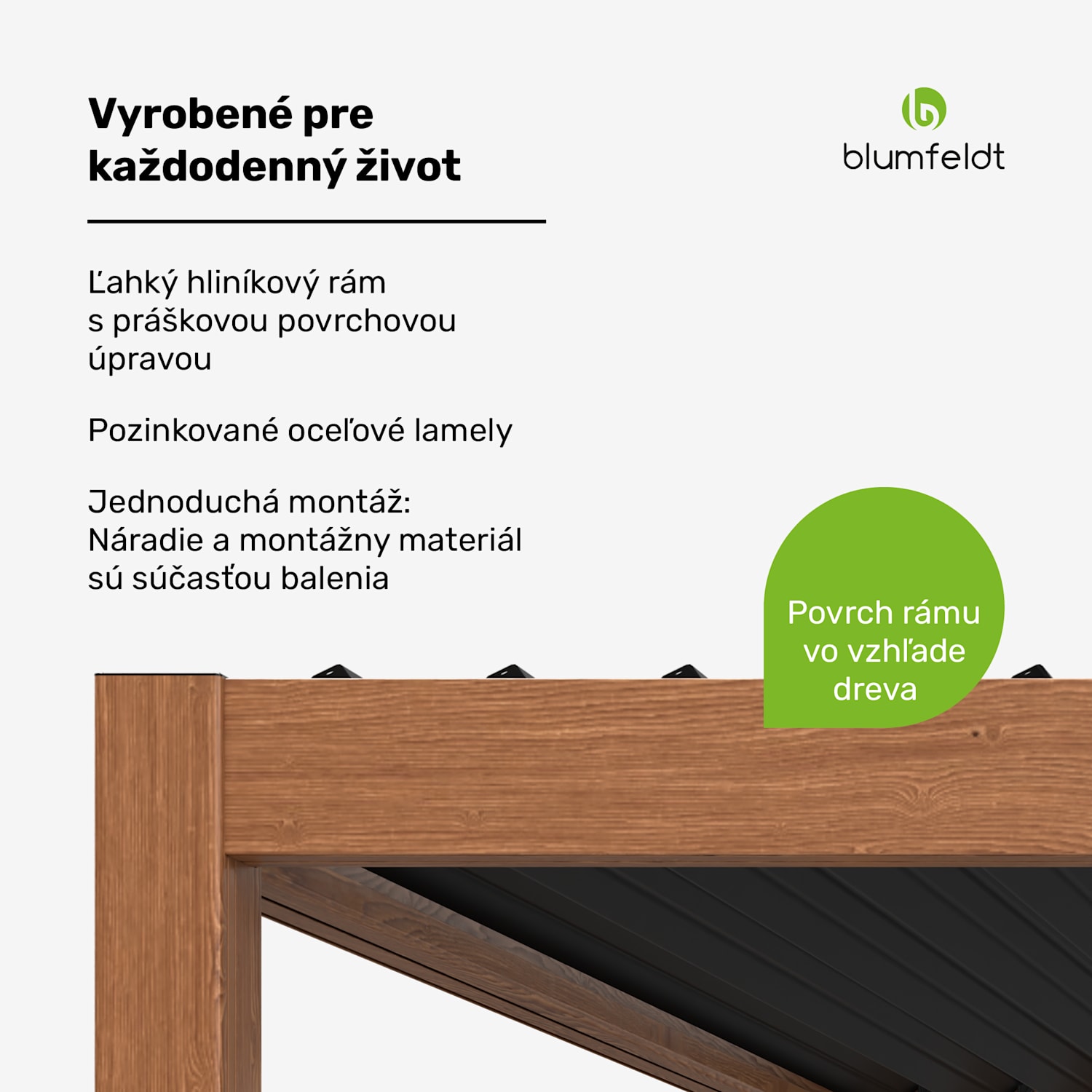 LuminaHaven Pergola 3x3 Pozinkovaná oceľ Farba dreva 3 x 3 m | Drevený vzhľad
