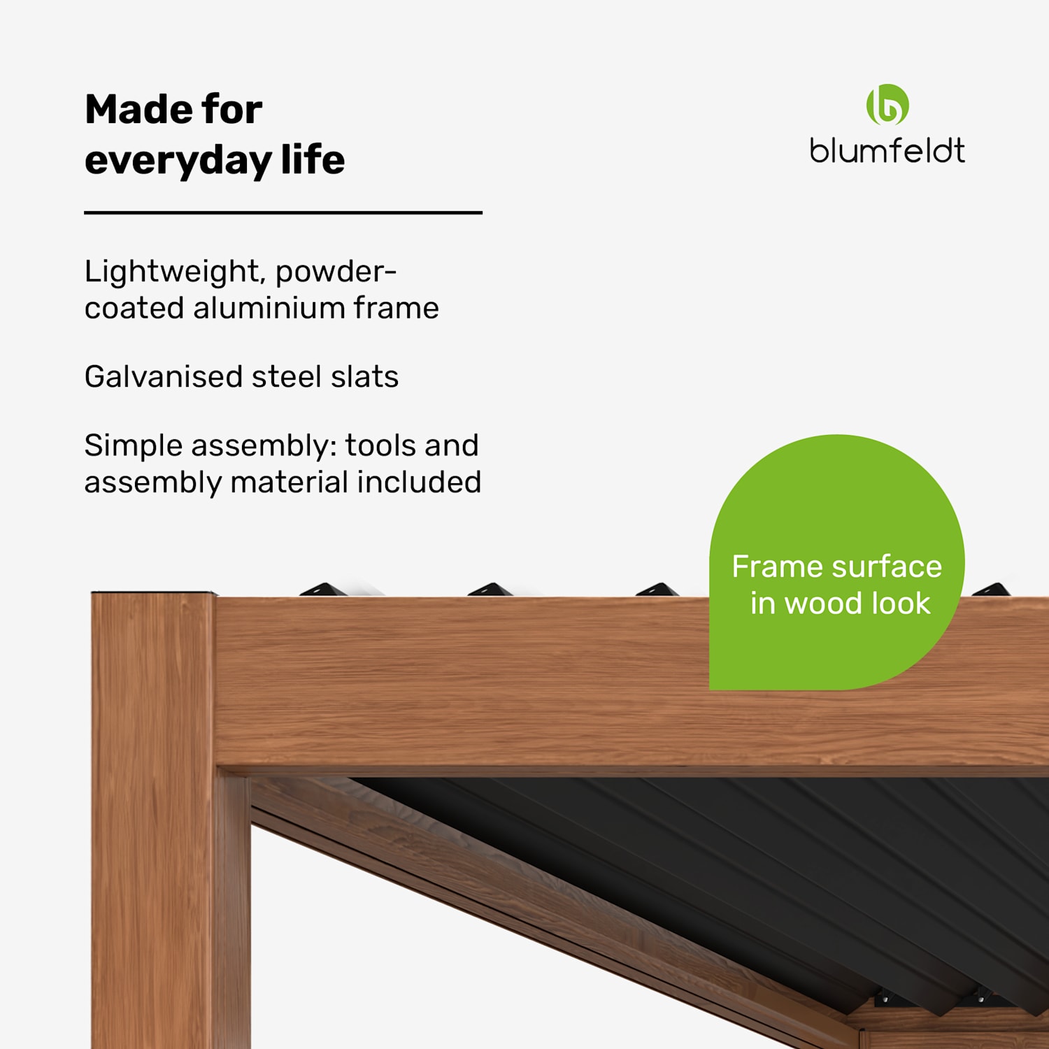 LuminaHaven Pergola 3x4 Galvanised Steel Wood Colour 3 x 4 m | Wood look