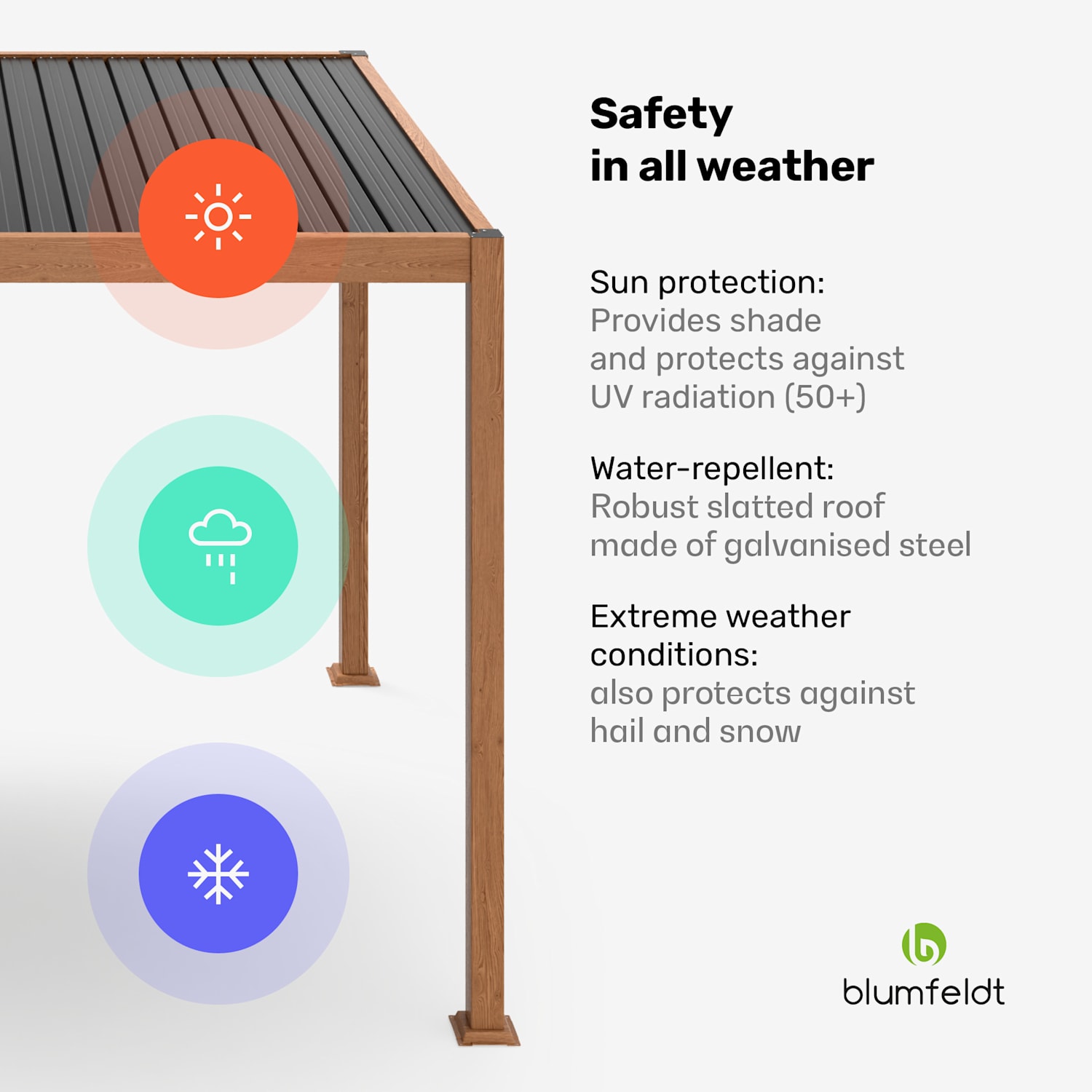 LuminaHaven Pergola 3x4 Galvanised Steel Wood Colour 3 x 4 m | Wood look