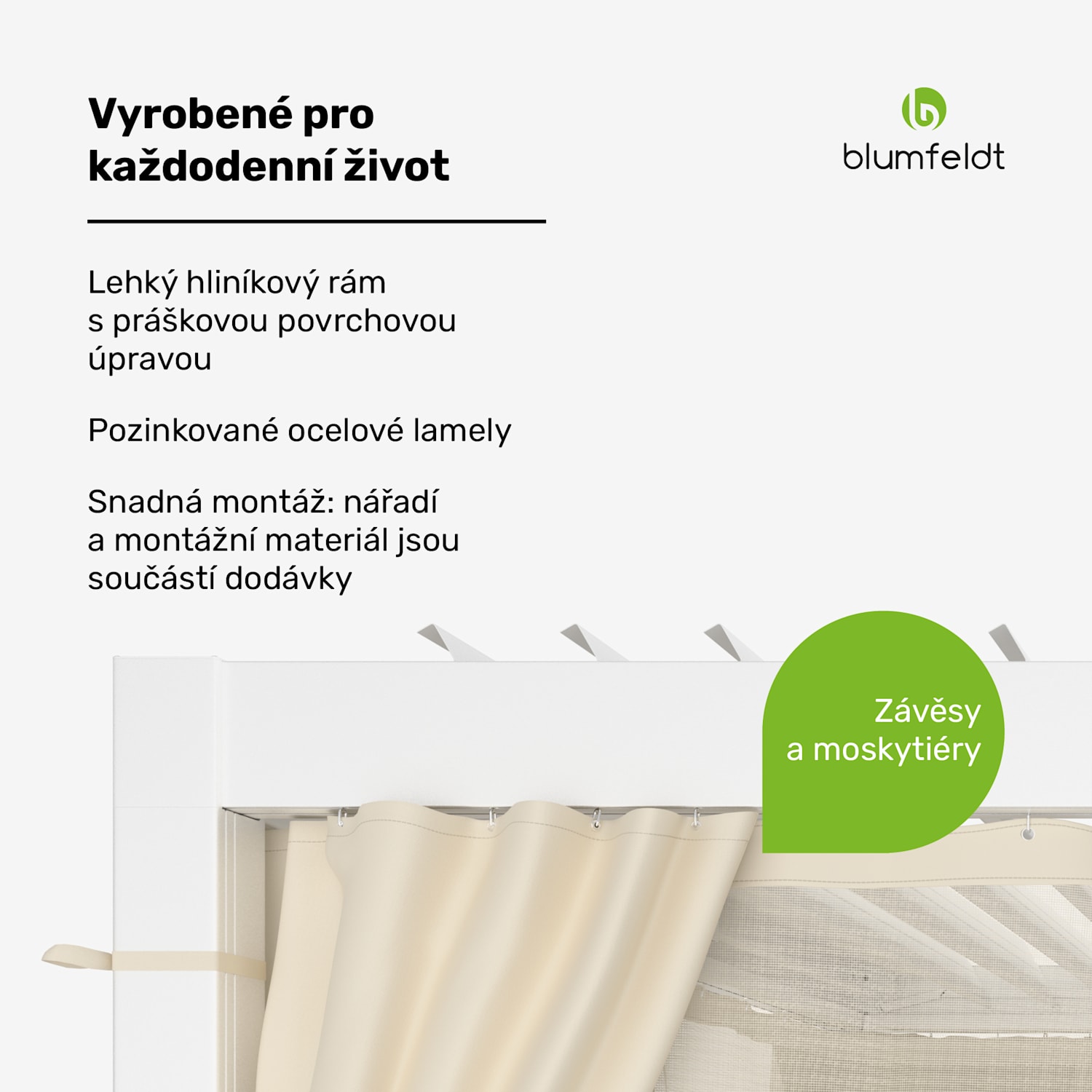 LuminaHaven Pergola 3x3 se závěsy a moskytiérou 3 x 3 m | Bílá